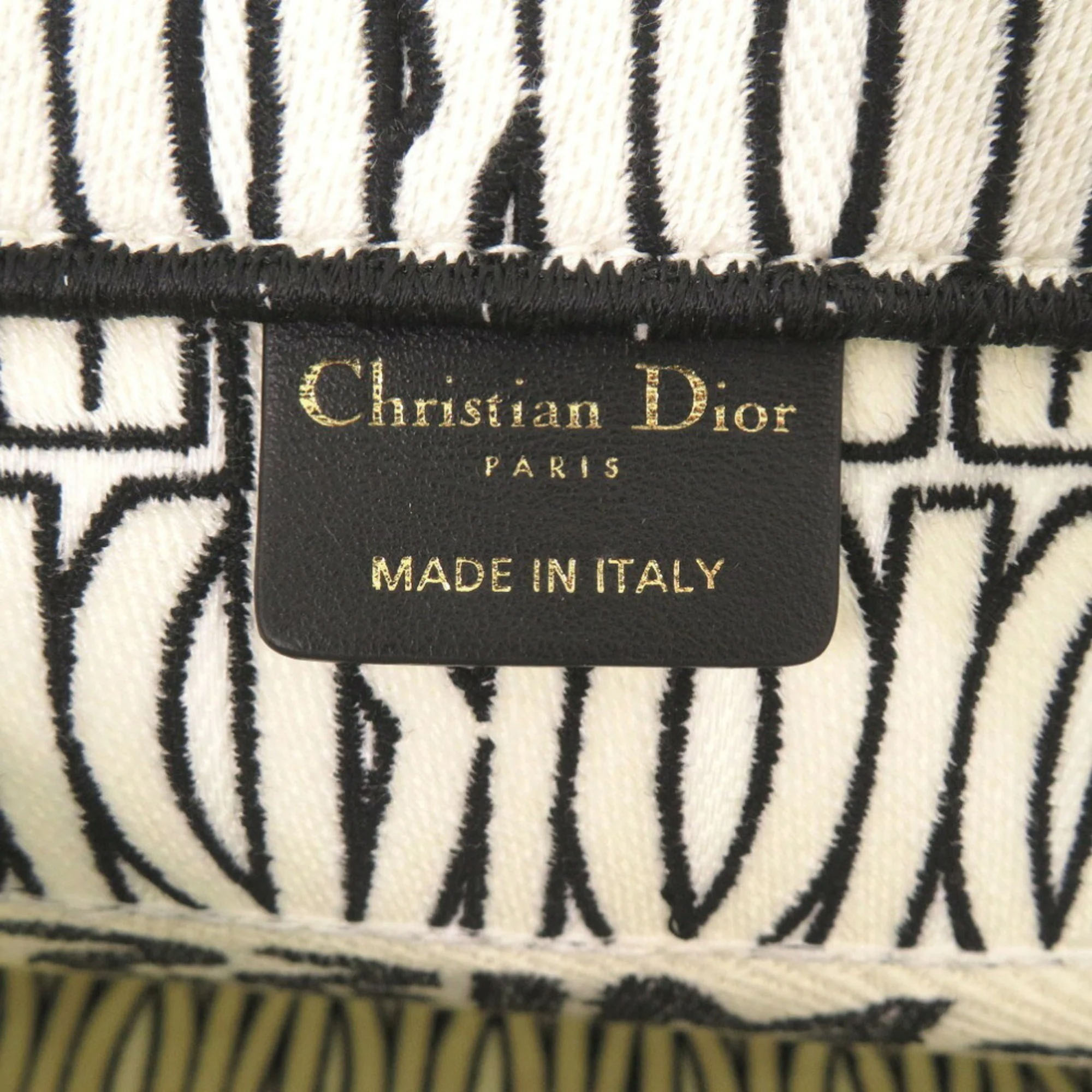 Dior White/Black Embroidered Canvas Medium Book Tote Bag 