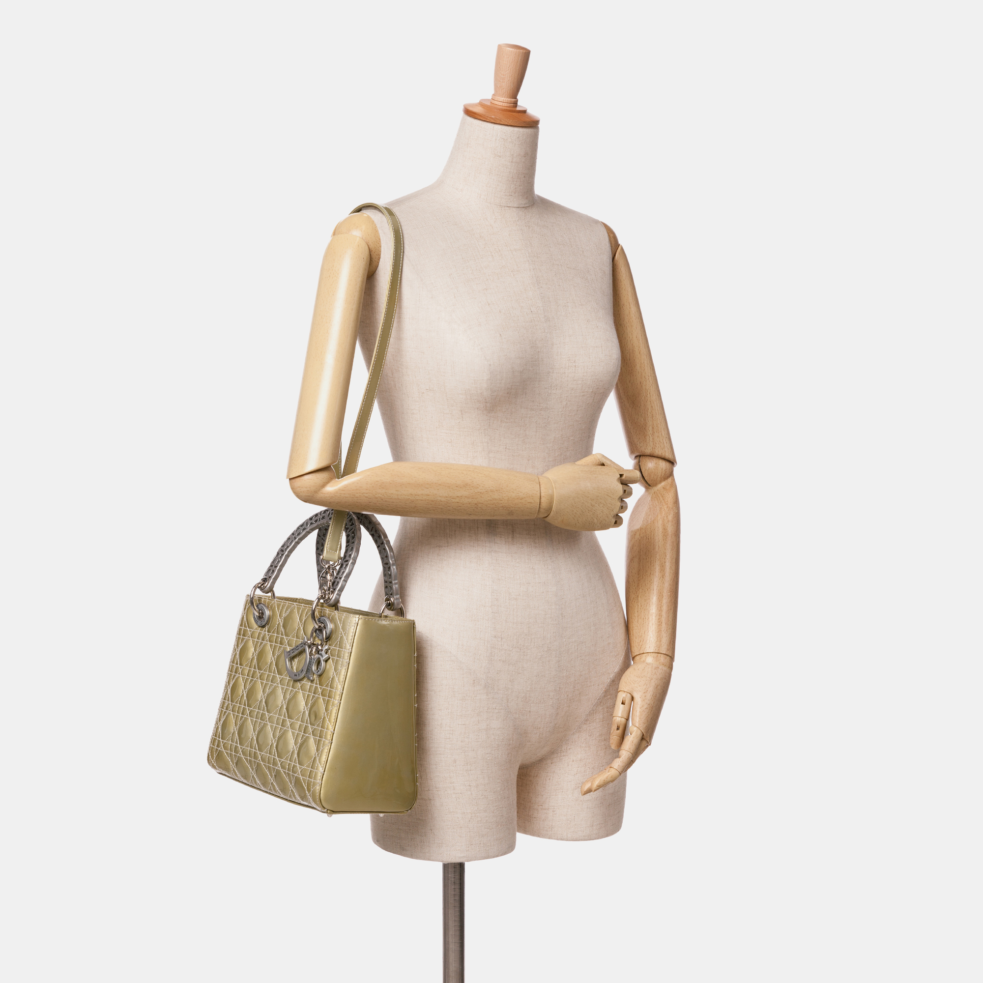 Dior Green Limited Edition Medium Patent Cannage Lady Dior 