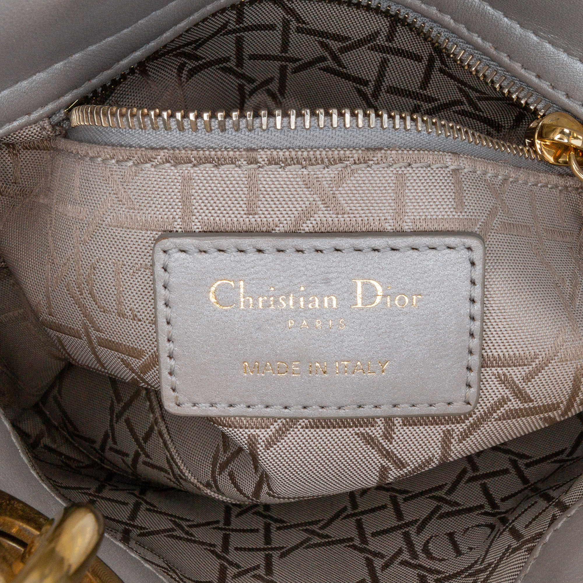 Dior Grey Mini Metallic Lambskin Cannage Lady Dior Bag 