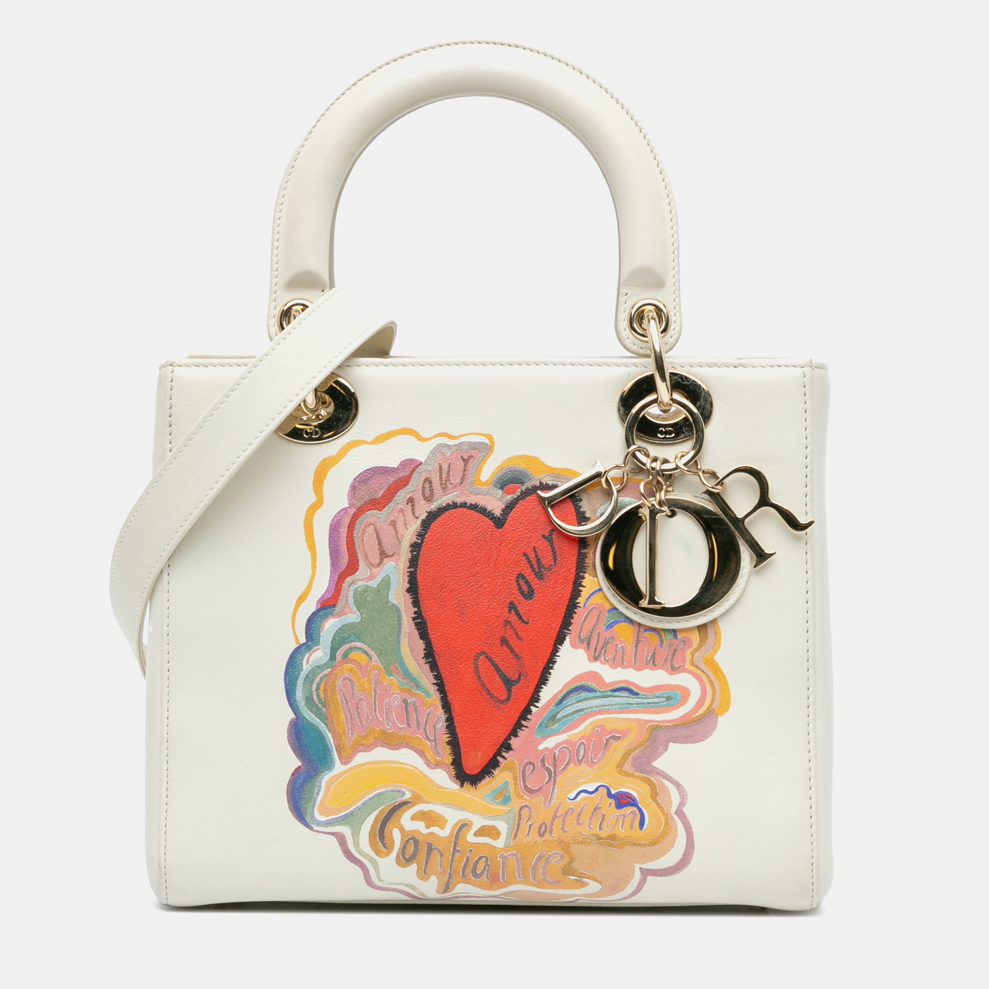 

Dior White Niki De Saint Phalle Medium Calfskin Dioramour Lady Dior