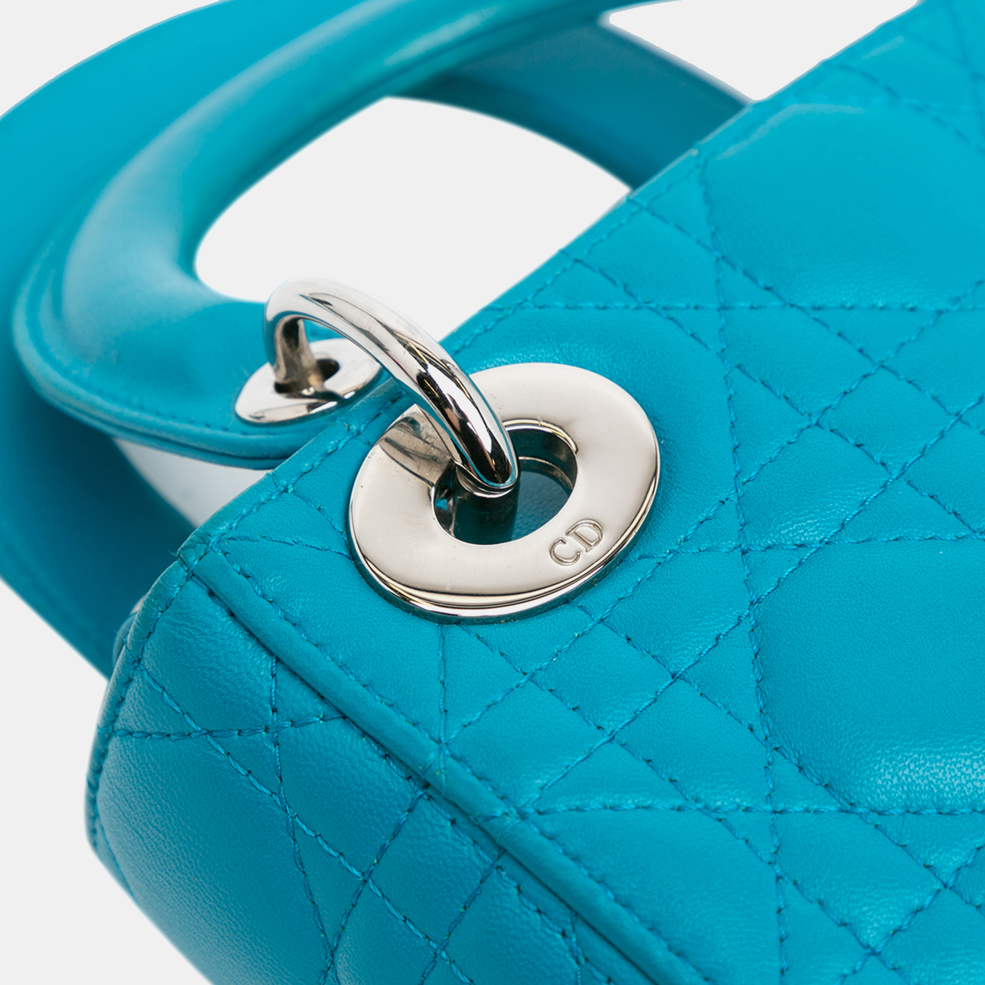 Dior Blue Mini Lambskin Cannage Lady Dior Bag 