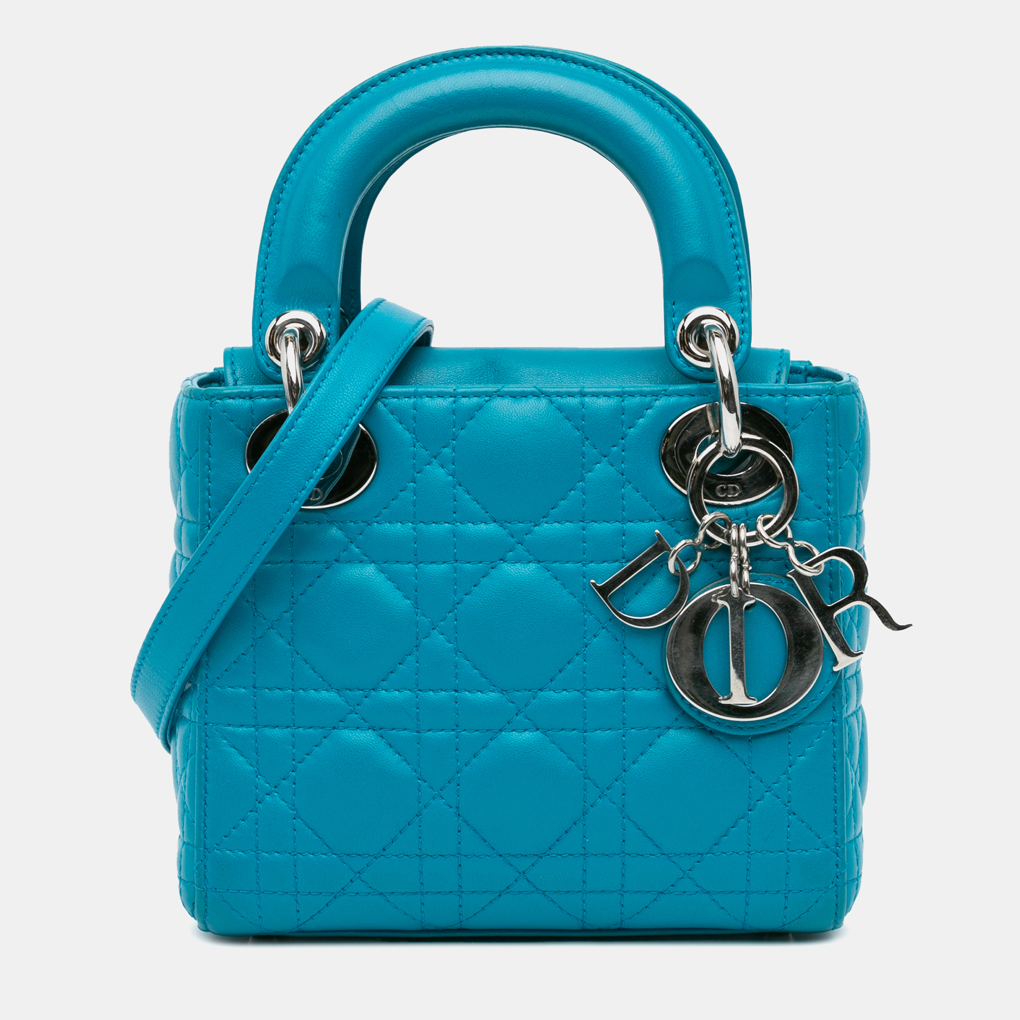 

Dior Blue Mini Lambskin Cannage Lady Dior Bag