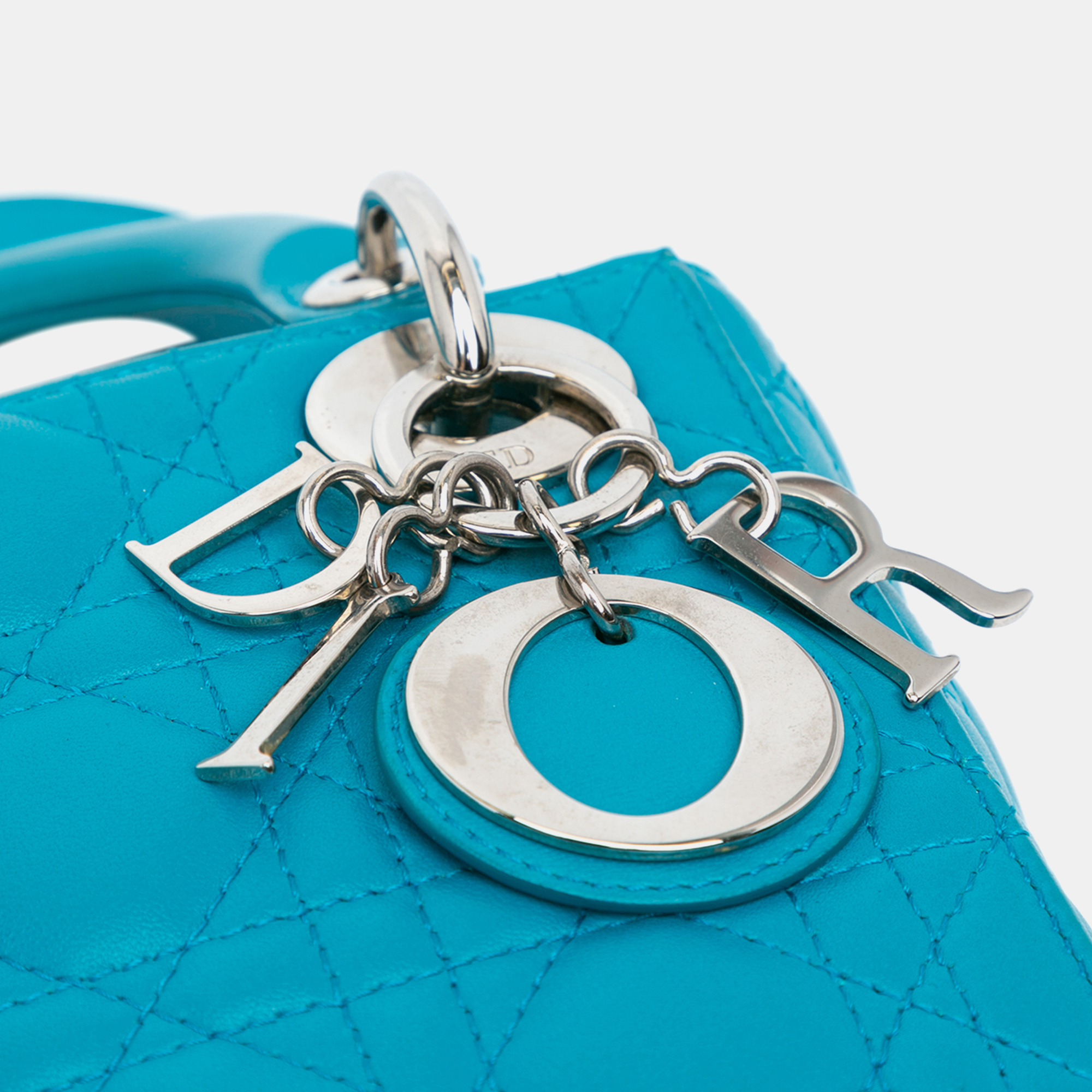Dior Blue Mini Lambskin Cannage Lady Dior Bag 