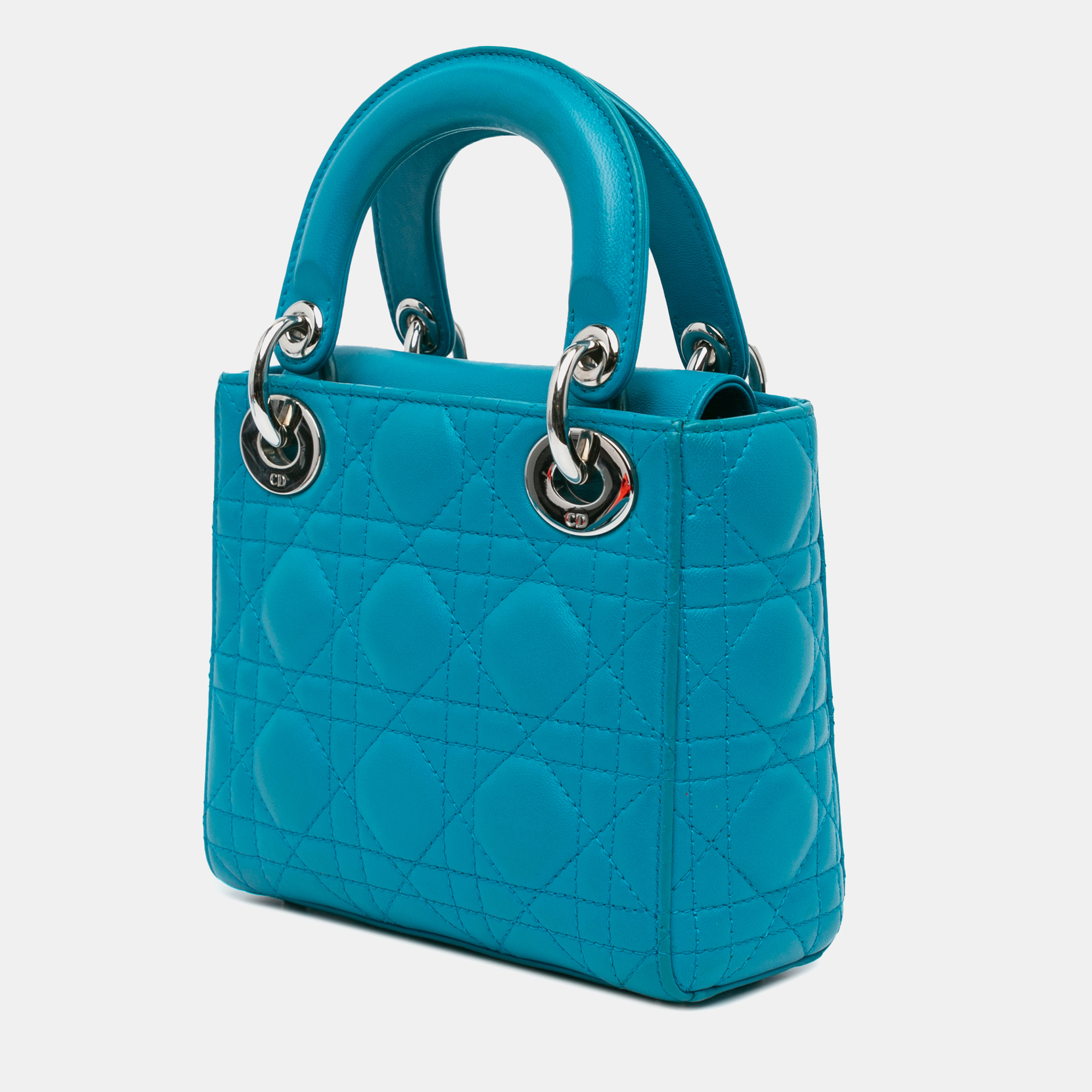 Dior Blue Mini Lambskin Cannage Lady Dior Bag 