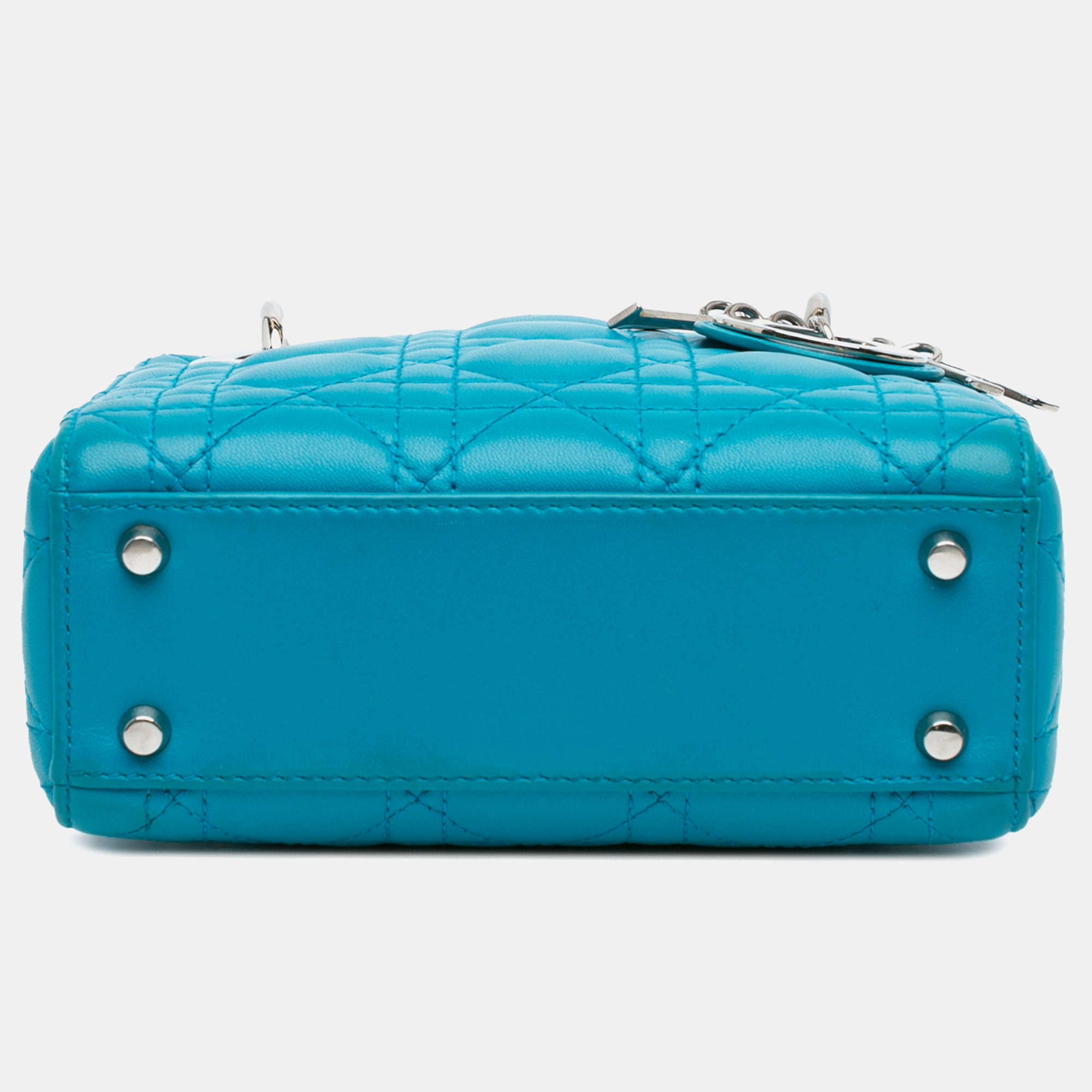 Dior Blue Mini Lambskin Cannage Lady Dior Bag 