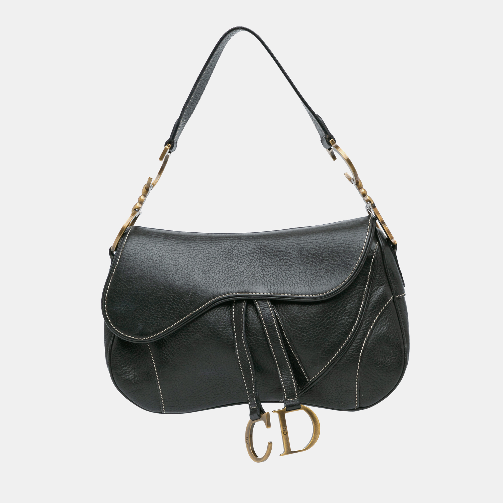 

Dior Black Leather Double Saddle Bag