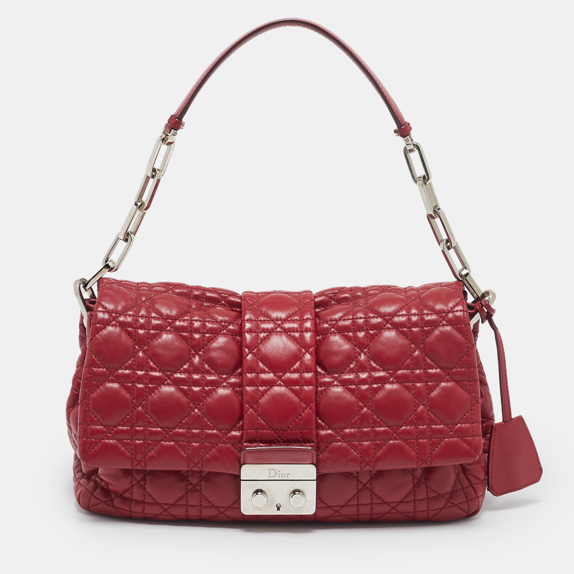 

Dior Red Cannage Leather New Lock Flap Shoulder Bag