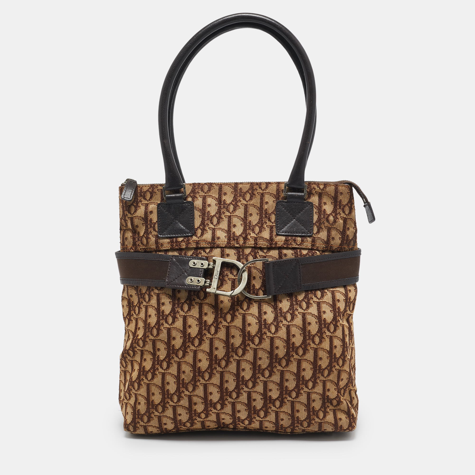 

Dior Brown Diorissimo Canvas and Leather Buckle Tote