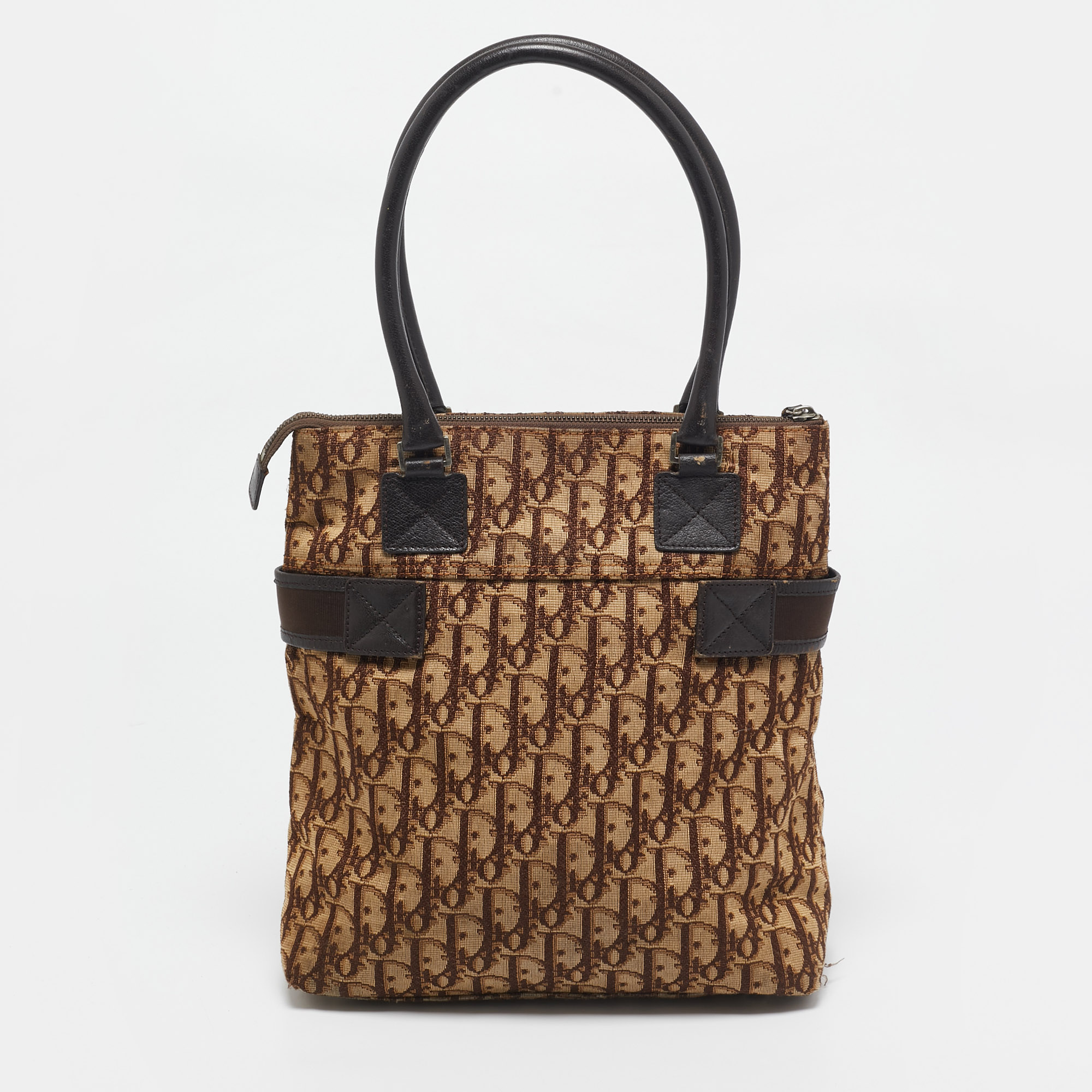 Dior Brown Diorissimo Canvas and Leather Buckle Tote 