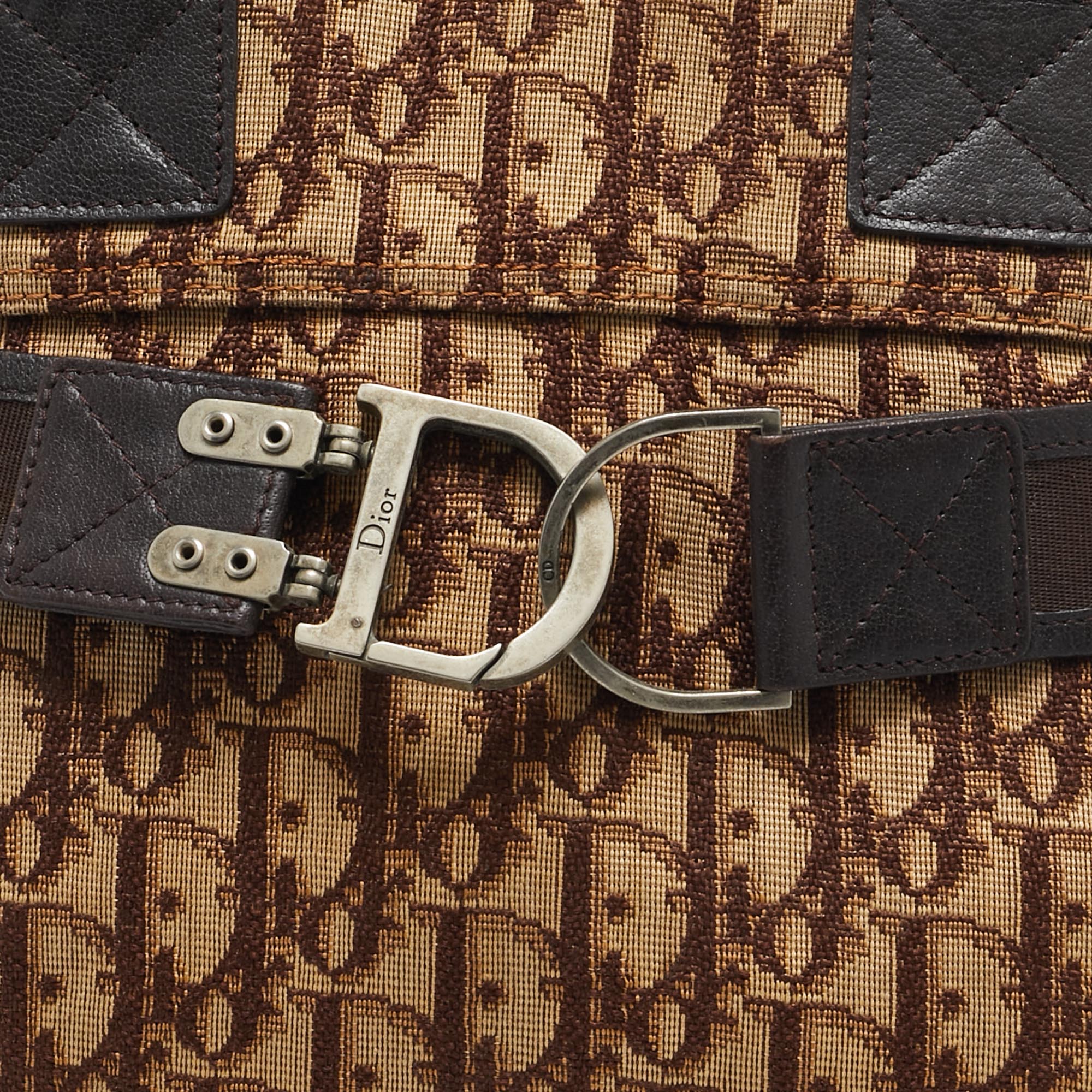 Dior Brown Diorissimo Canvas and Leather Buckle Tote 