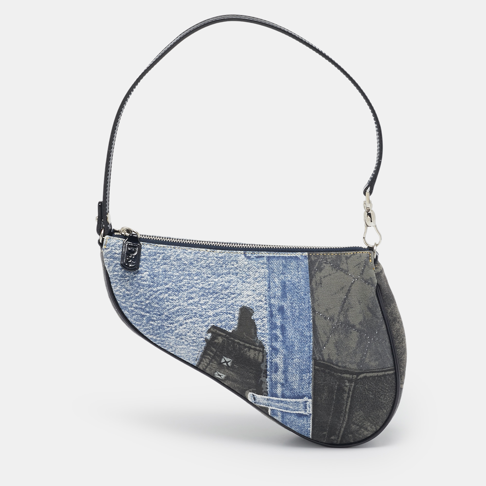 

Dior Tricolor Denim Print Mini Saddle Bag, Multicolor