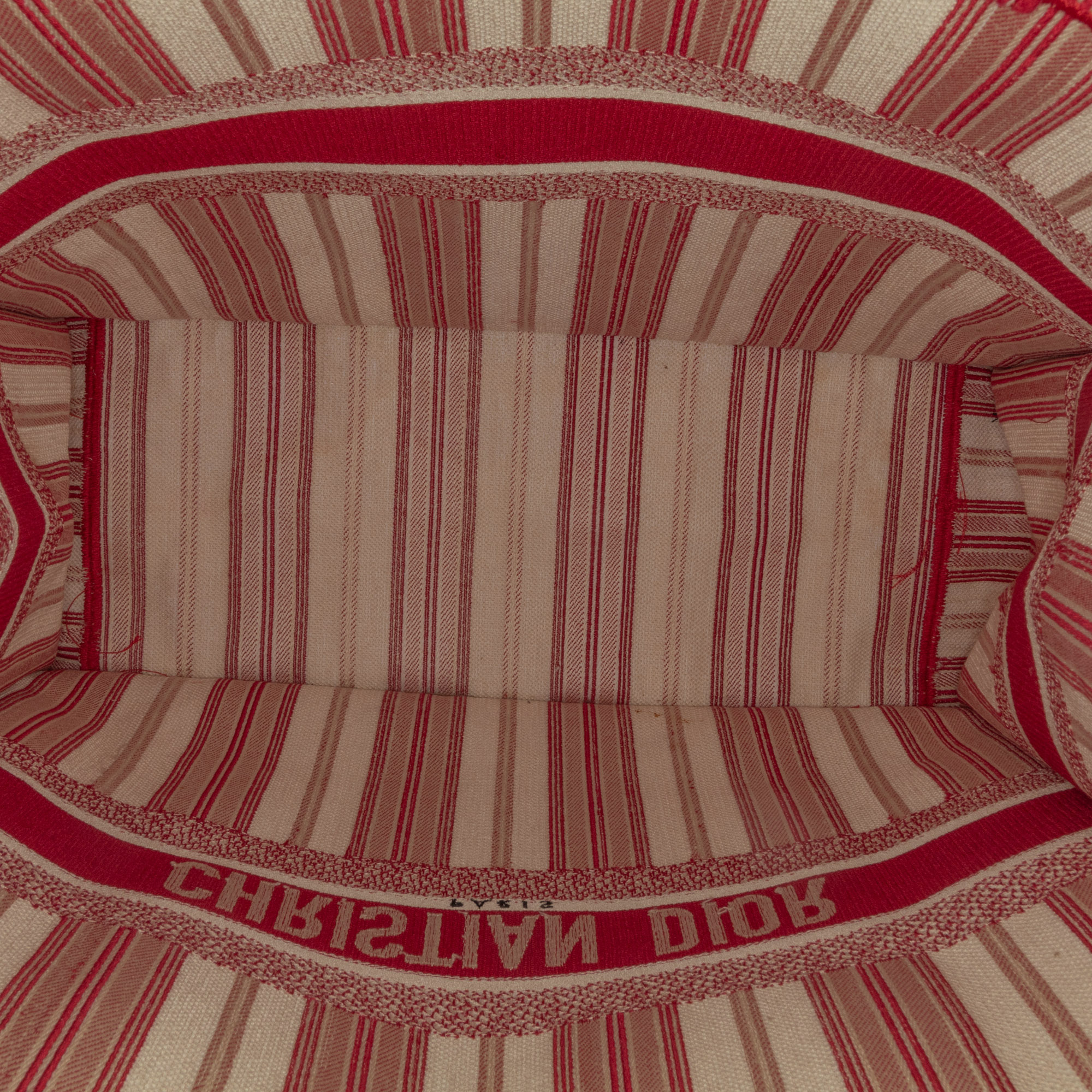 Dior Red Large Striped Book Tote 