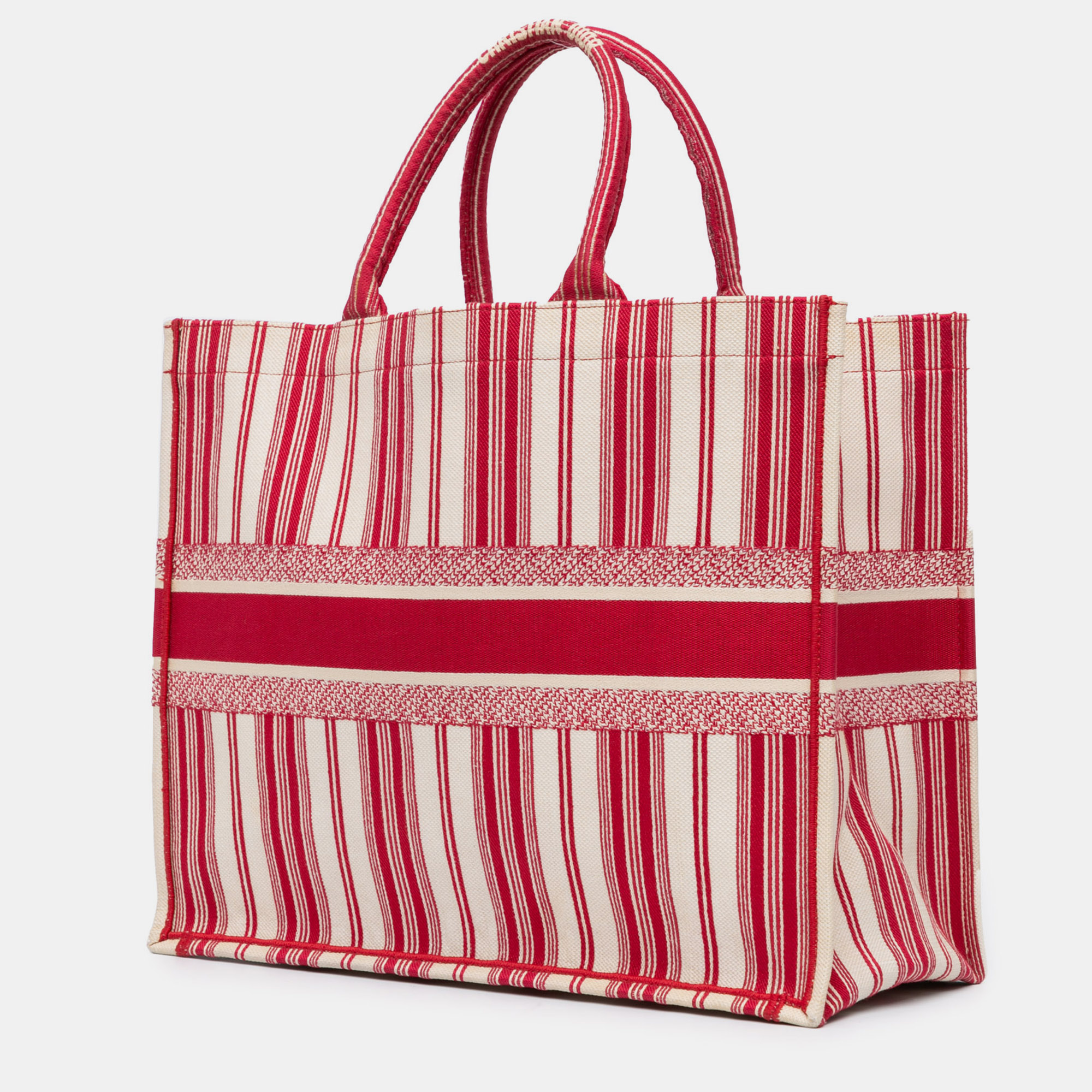 Dior Red Large Striped Book Tote 
