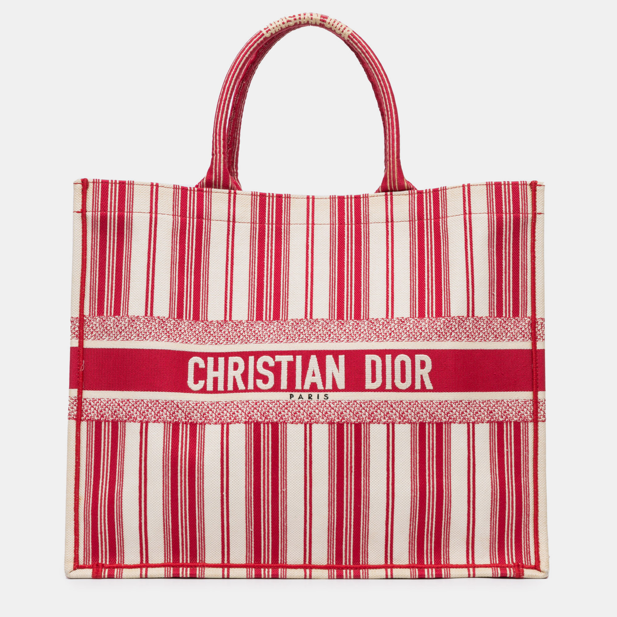 

Dior Red Large Striped Book Tote