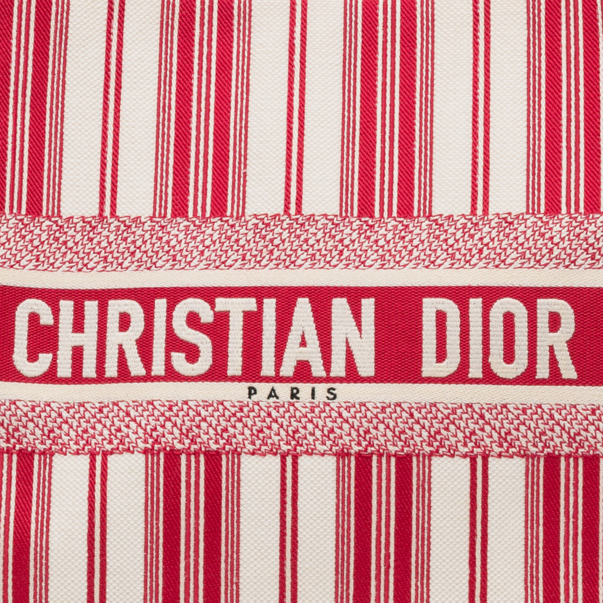 Dior Red Large Striped Book Tote 