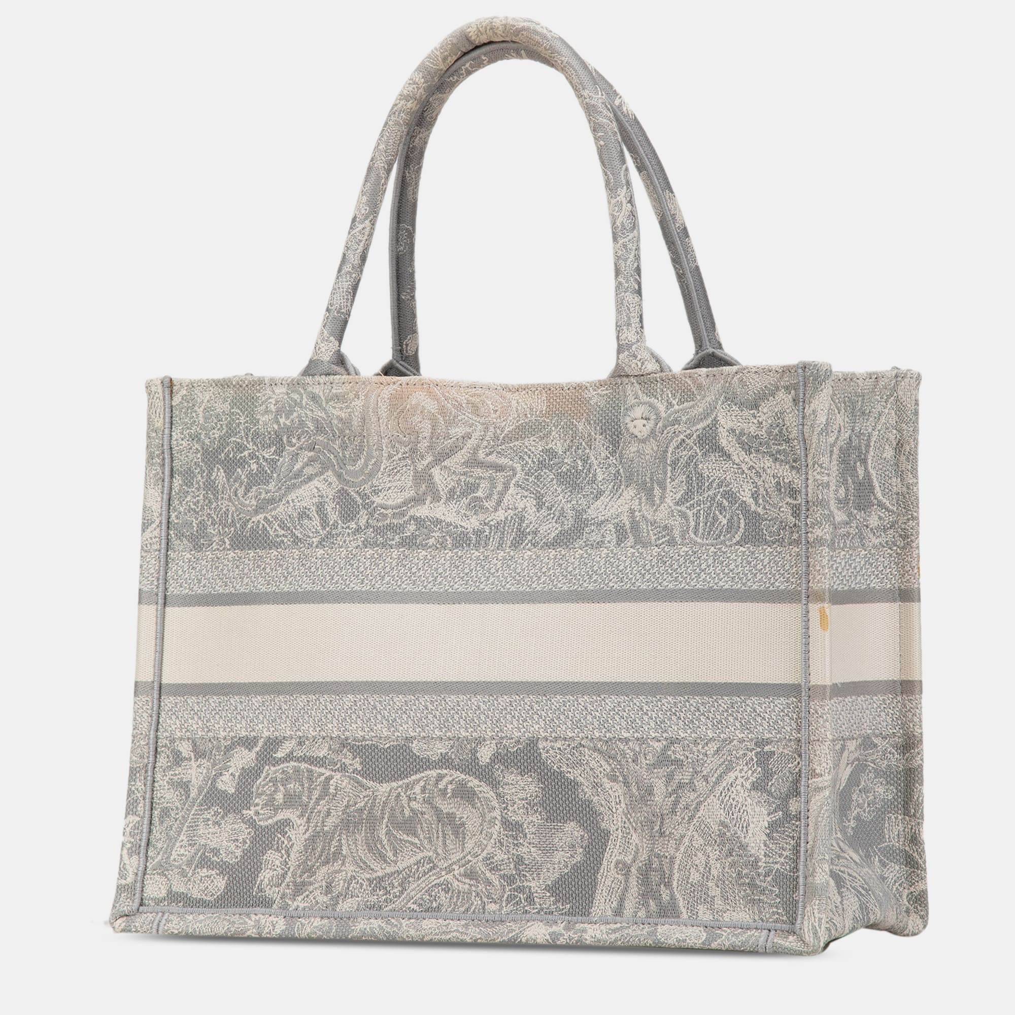 Dior Grey Medium Toile de Jouy Reverse Embroidered Book Tote 