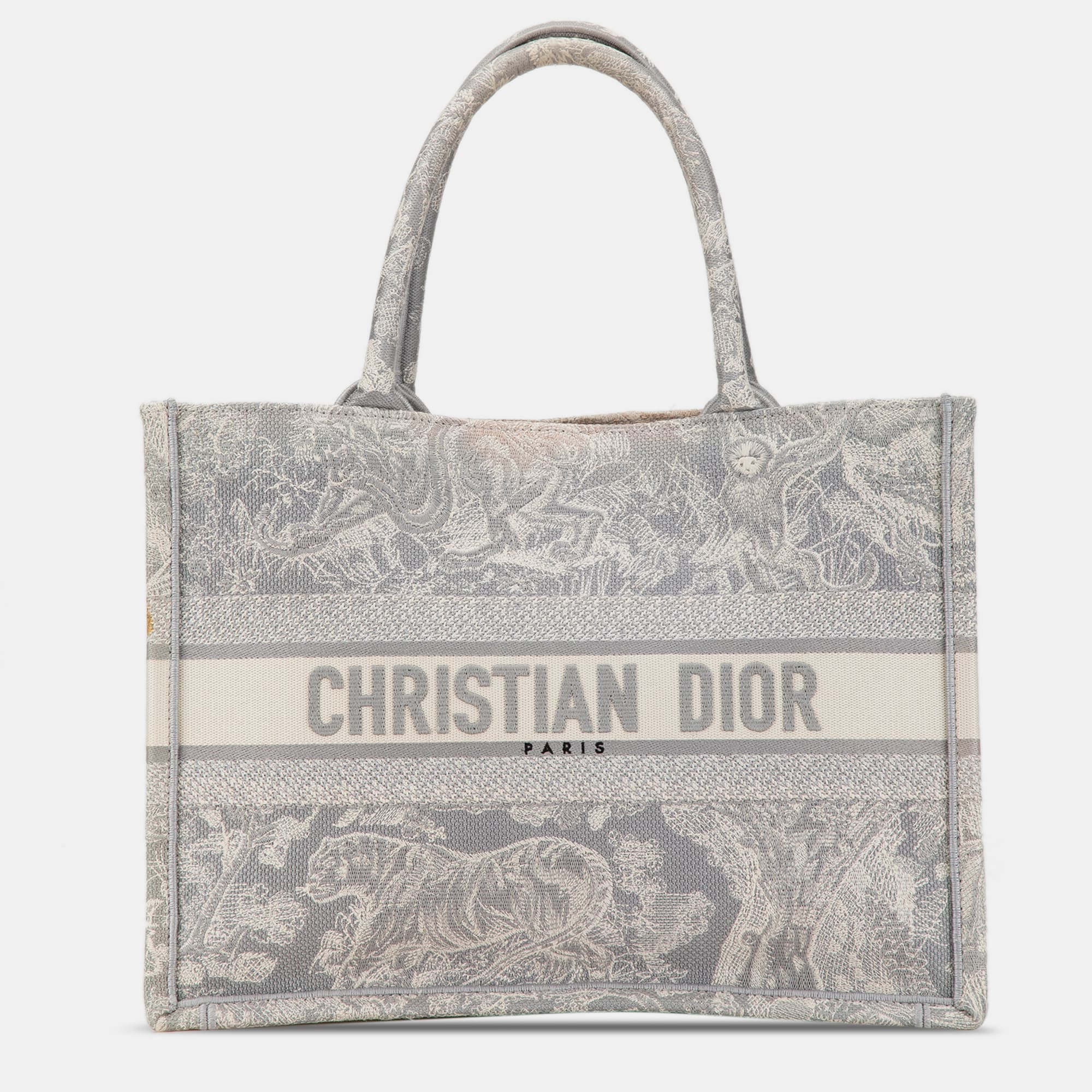 

Dior Grey Medium Toile de Jouy Reverse Embroidered Book Tote