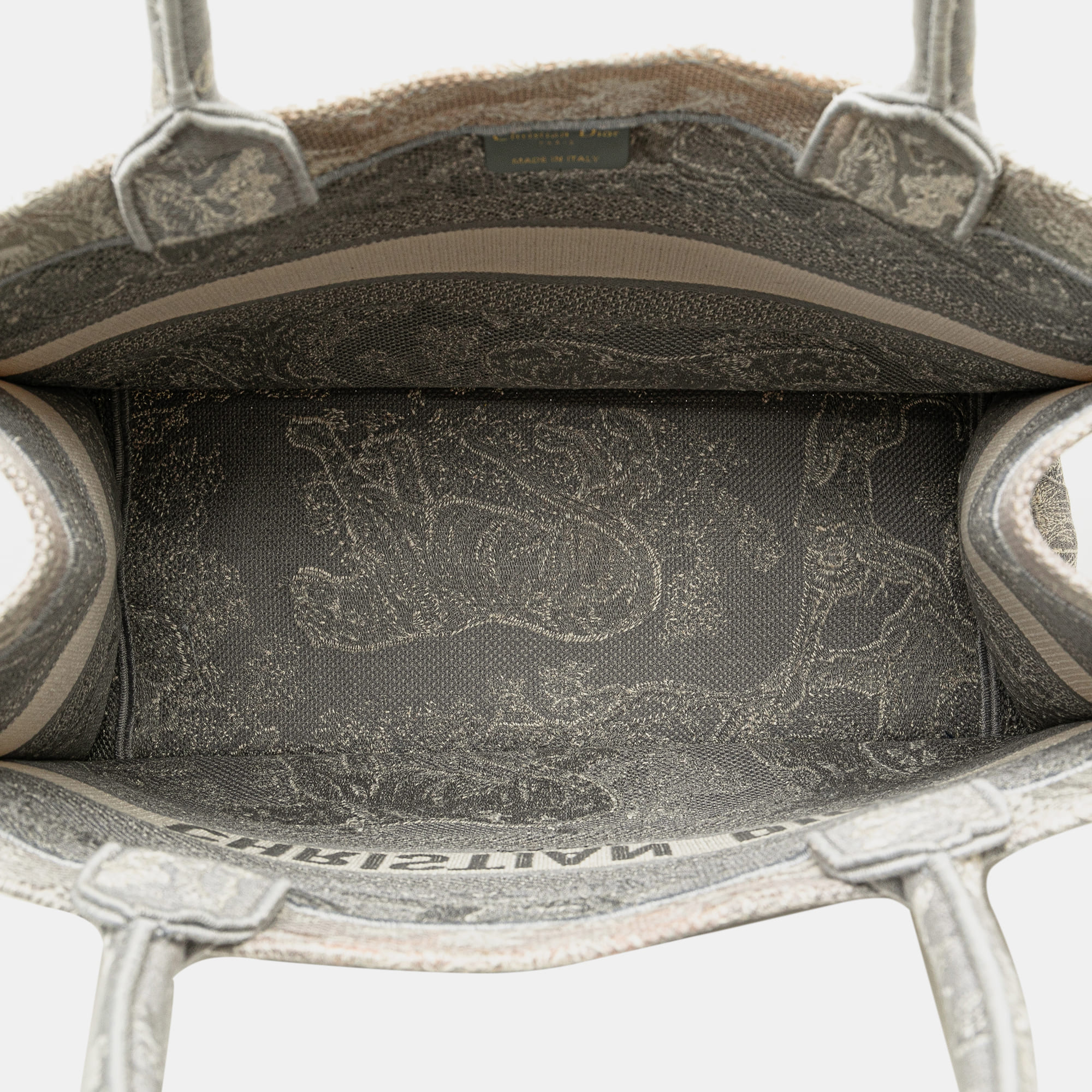 Dior Grey Medium Toile de Jouy Reverse Embroidered Book Tote 