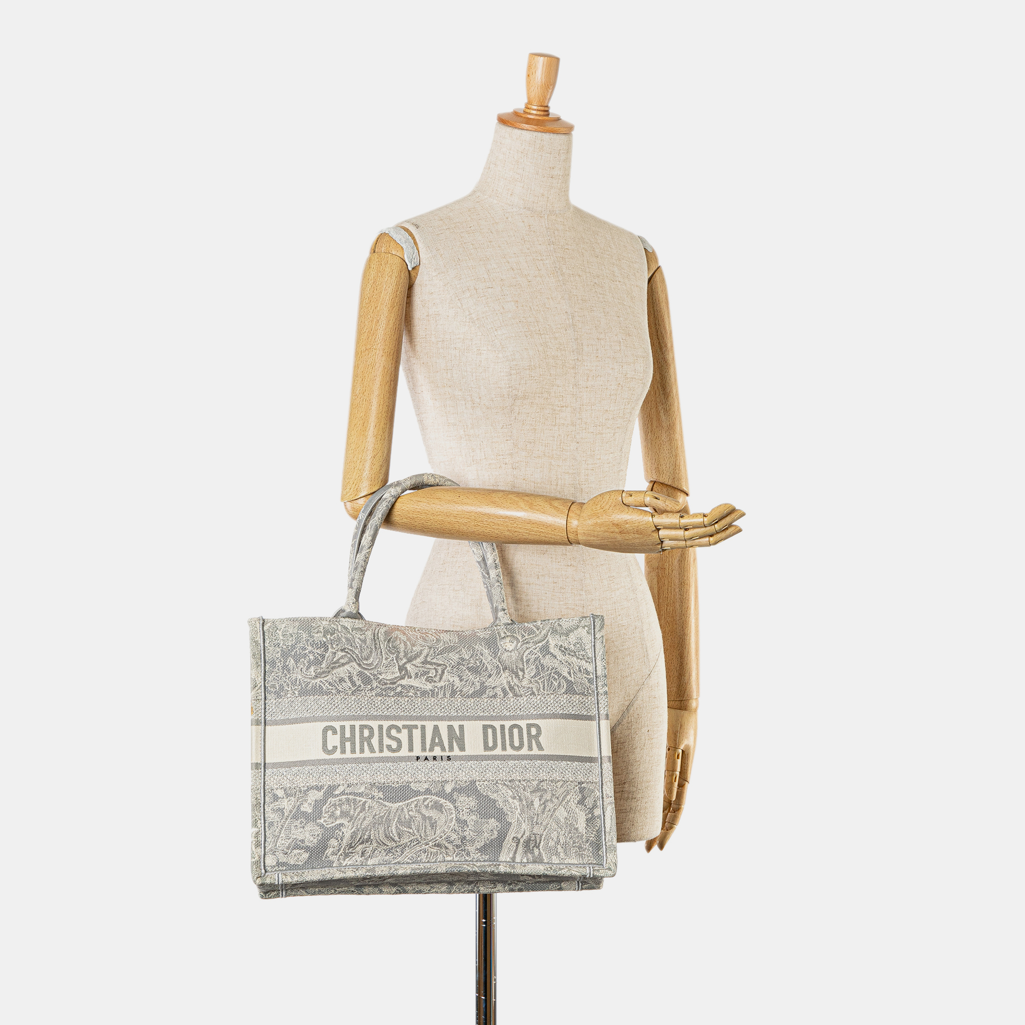Dior Grey Medium Toile de Jouy Reverse Embroidered Book Tote 