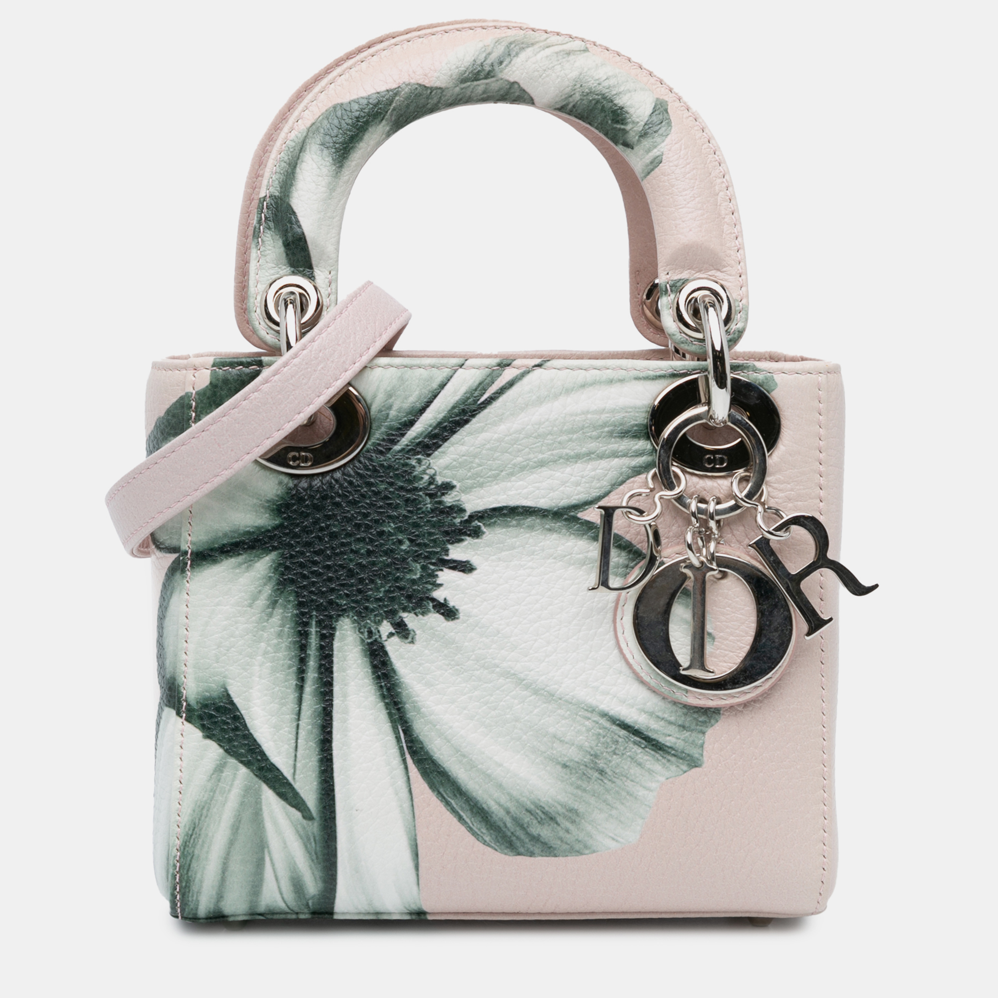 

Dior Pink Mini Deerskin Flower Printed Lady Dior