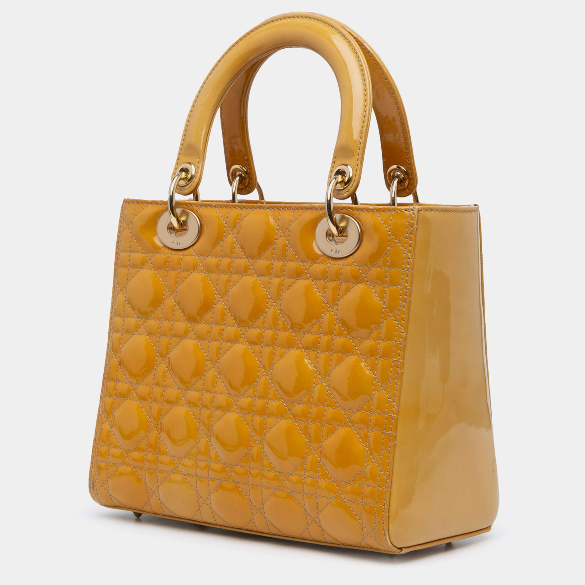 Dior Brown Medium Patent Cannage Lady Dior 