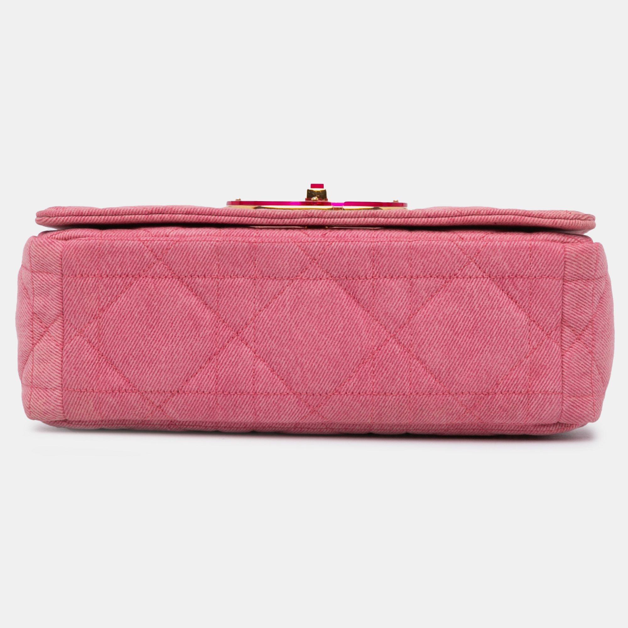Dior Pink Medium Denim Macrocannage Caro Bag 