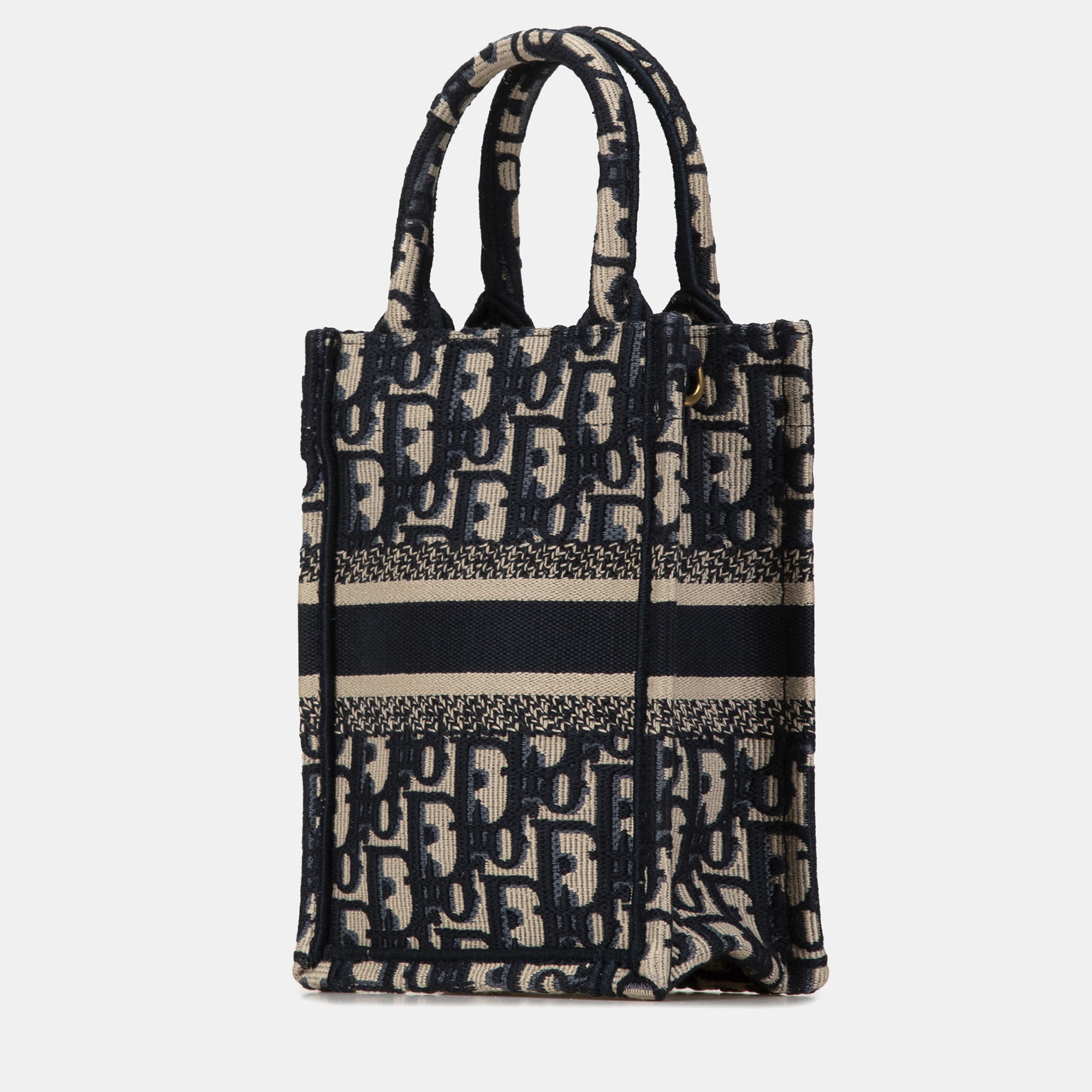 Dior Navy Blue Mini Oblique Vertical Book Tote 
