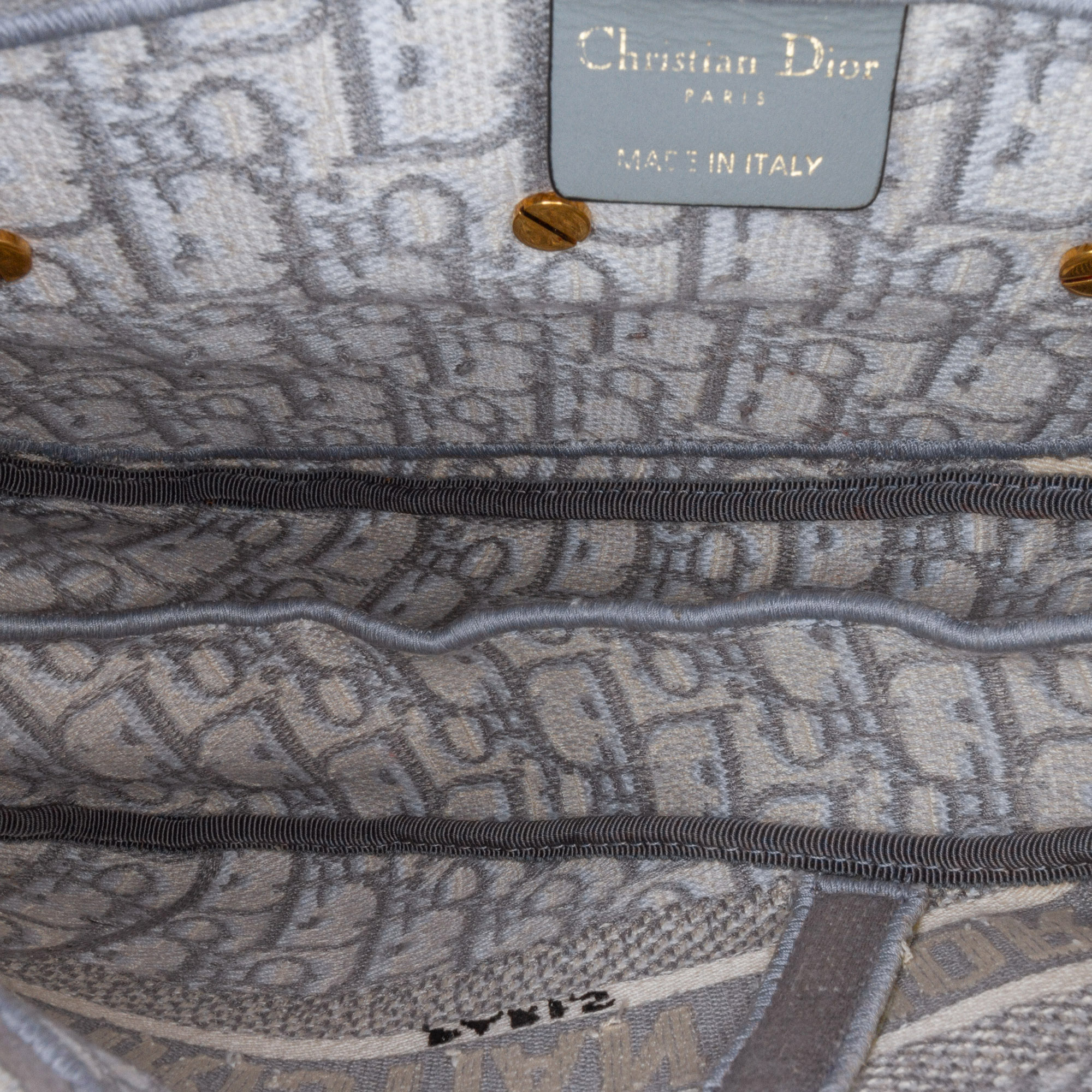 Dior Grey Oblique Embroidered Canvas Saddle Bag 