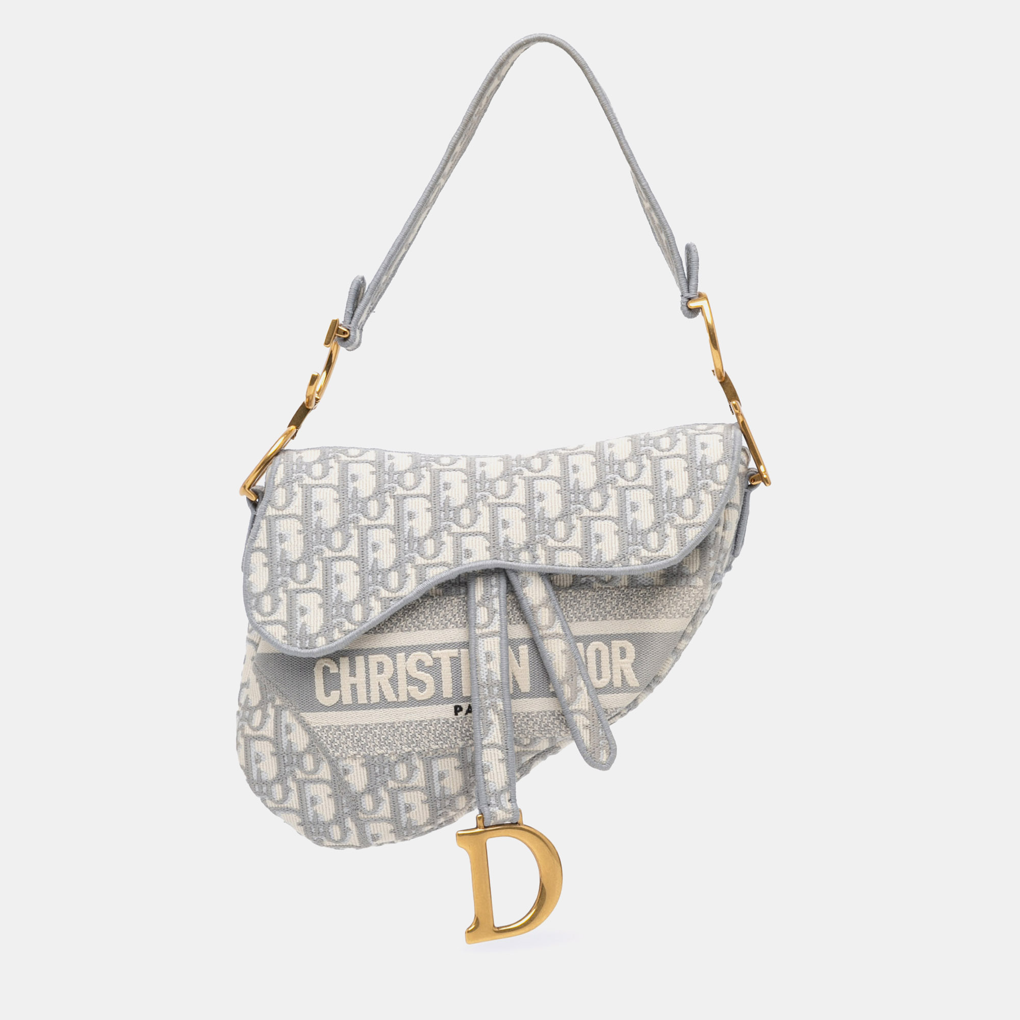 

Dior Grey Oblique Embroidered Canvas Saddle Bag