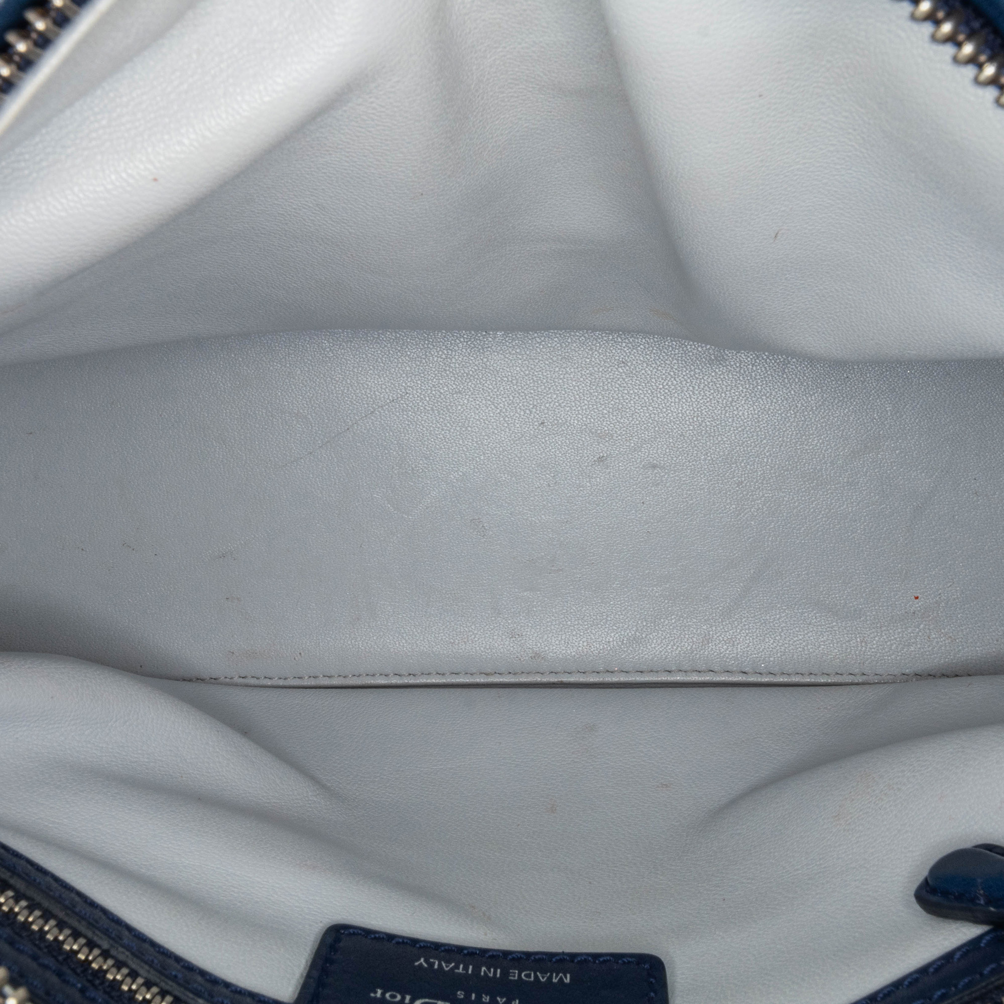 Dior Blue Medium Lambskin And Tweed Cannage Lady Dior Bag 