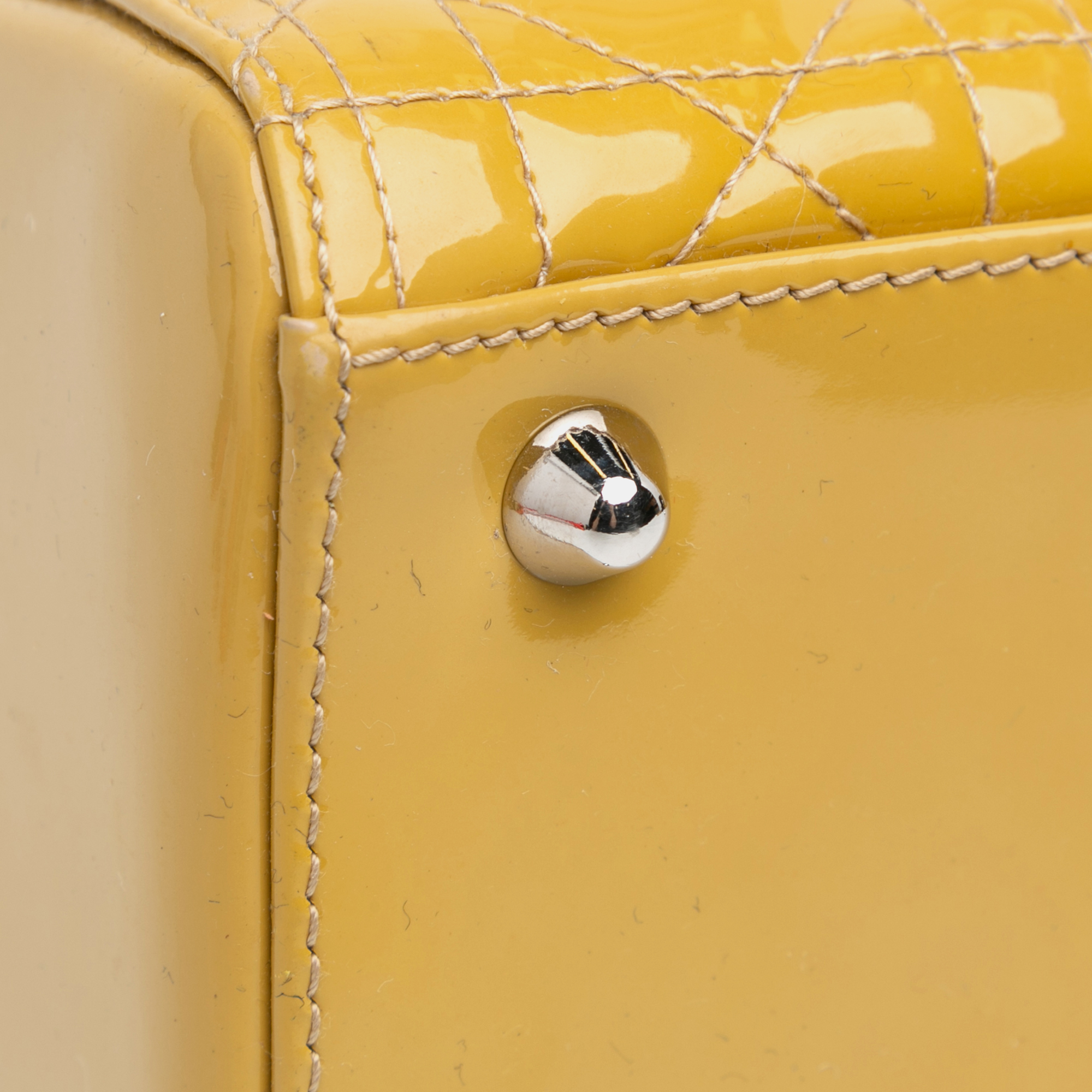 Dior Yellow Large Patent Cannage Lady Dior 