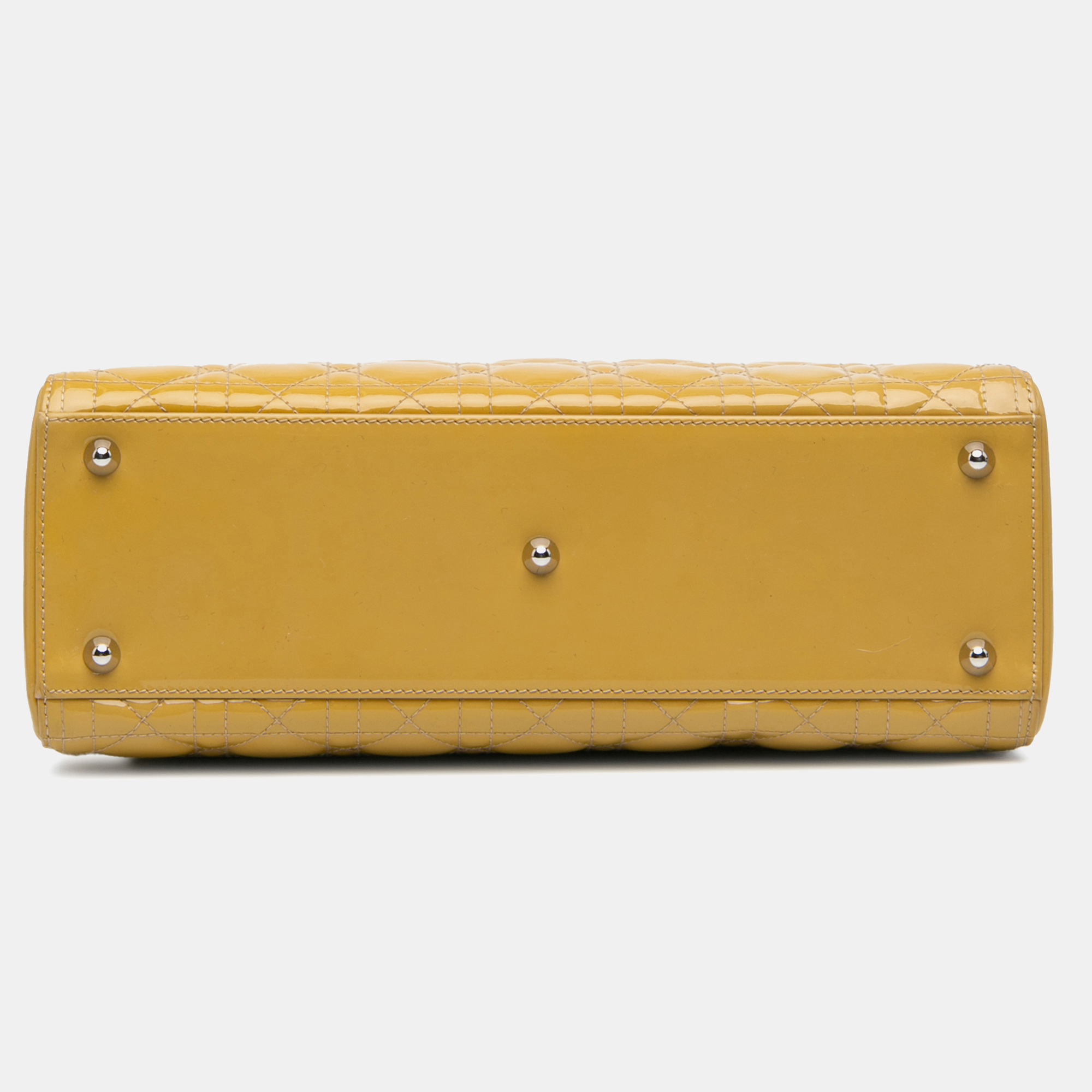 Dior Yellow Large Patent Cannage Lady Dior 