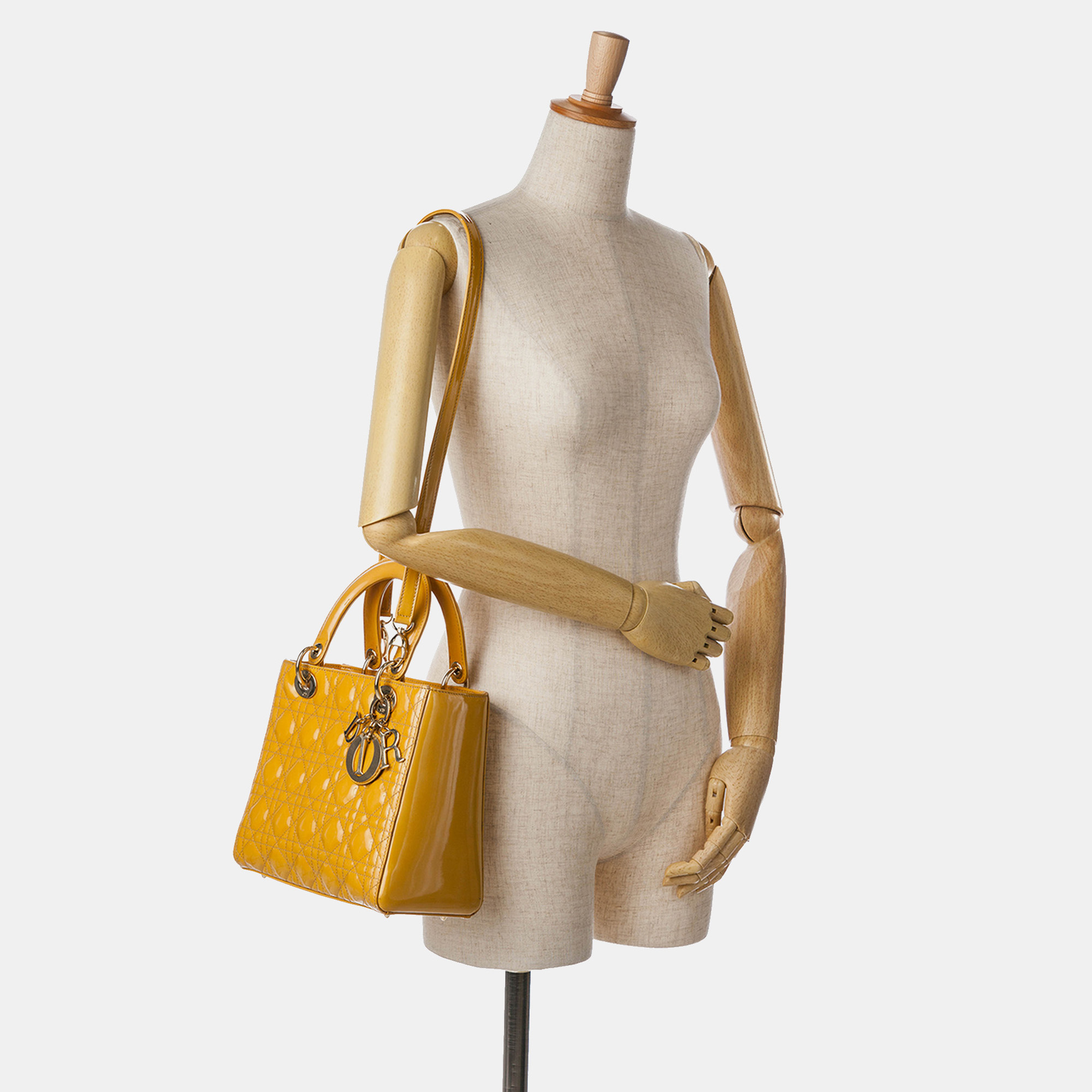 Dior Brown Medium Patent Cannage Lady Dior 