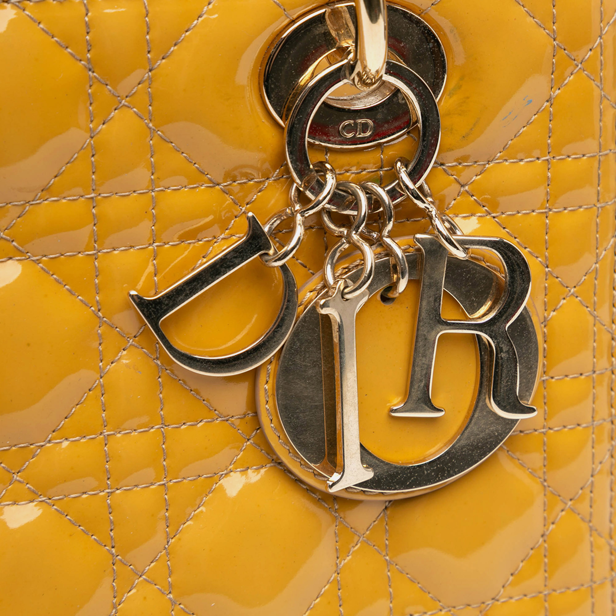 Dior Brown Medium Patent Cannage Lady Dior 