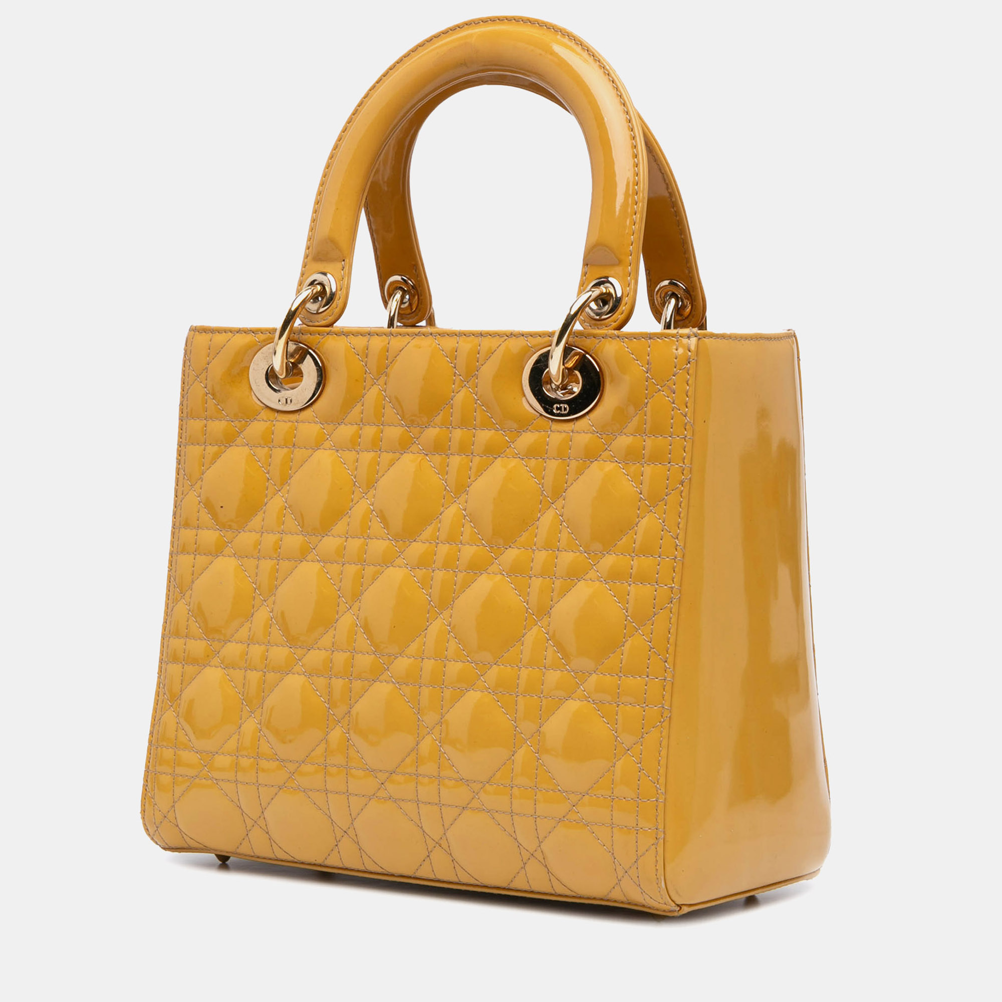 Dior Brown Medium Patent Cannage Lady Dior 