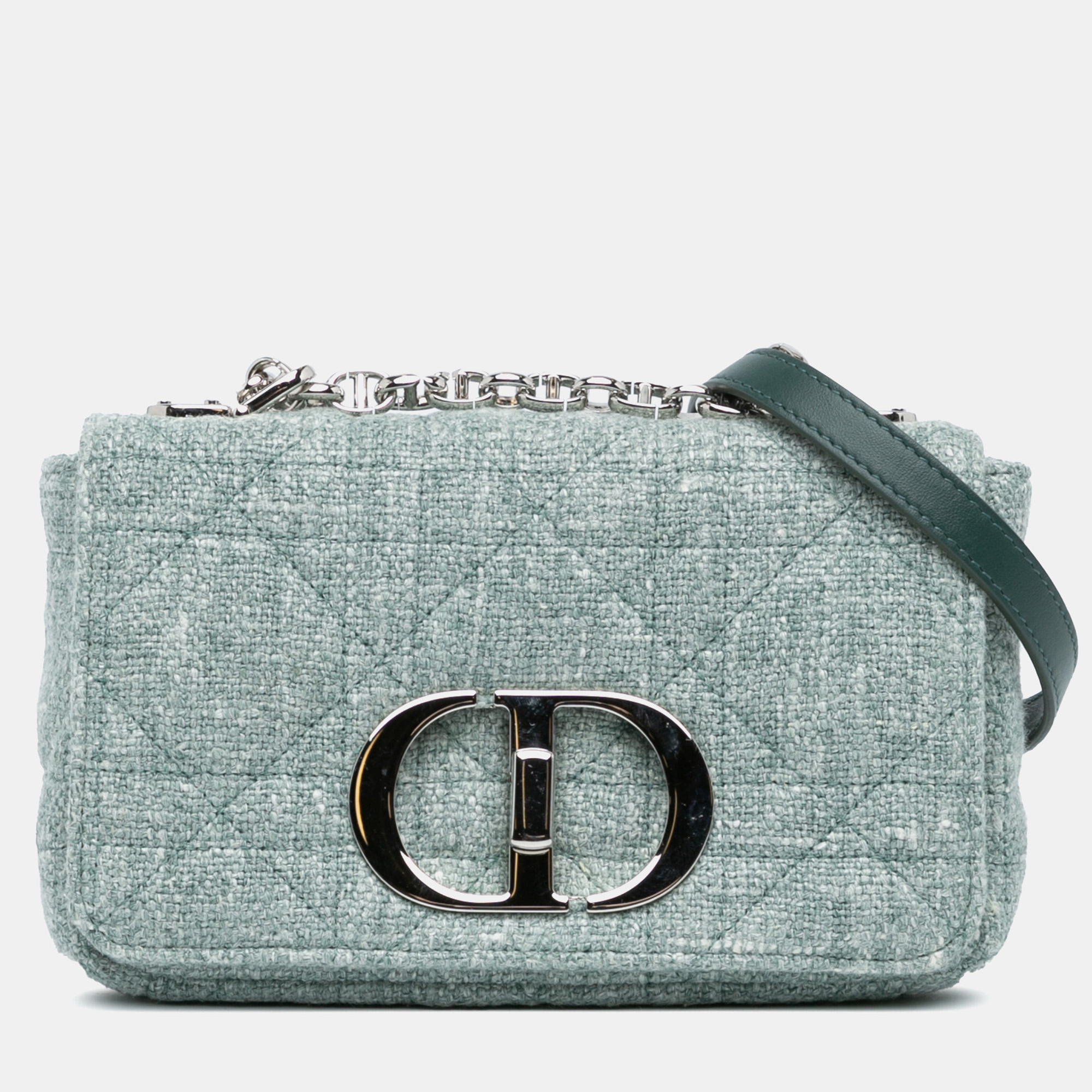 

Dior Green Small Tweed Macrocannage Caro Bag