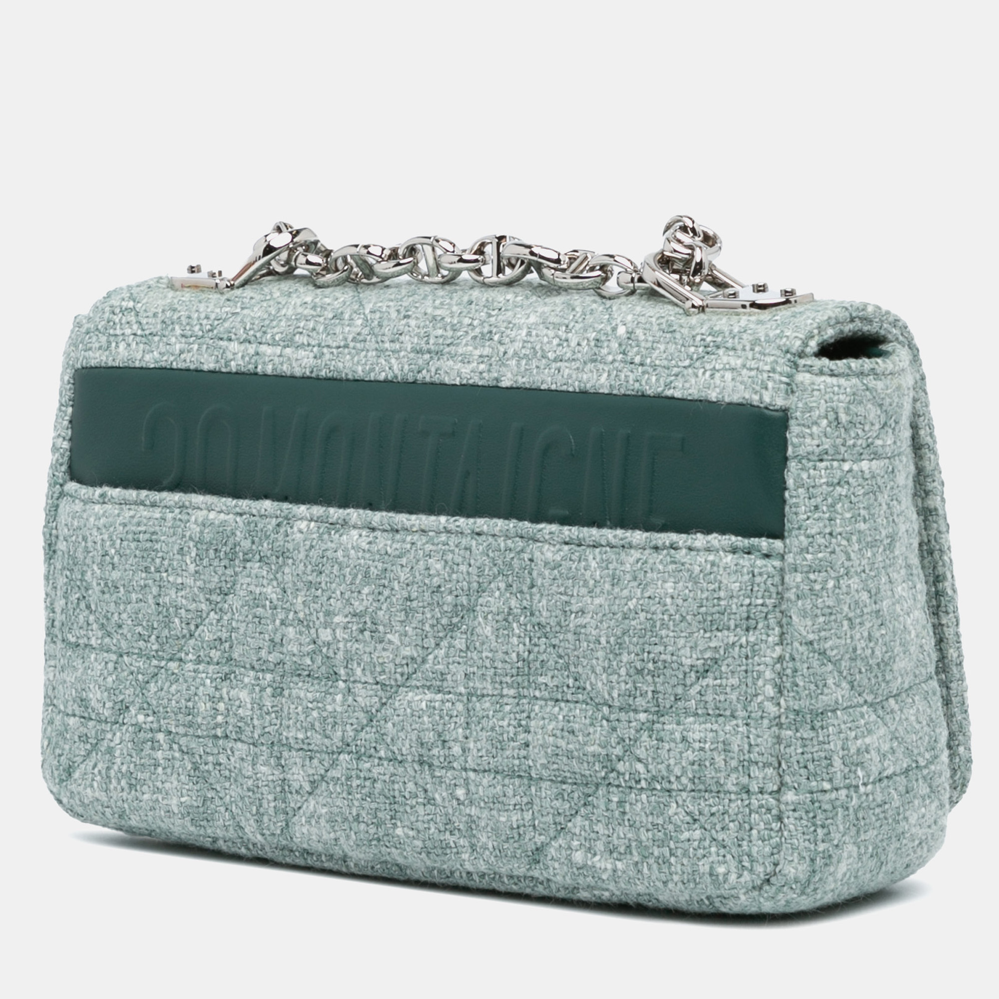 Dior Green Small Tweed Macrocannage Caro Bag 