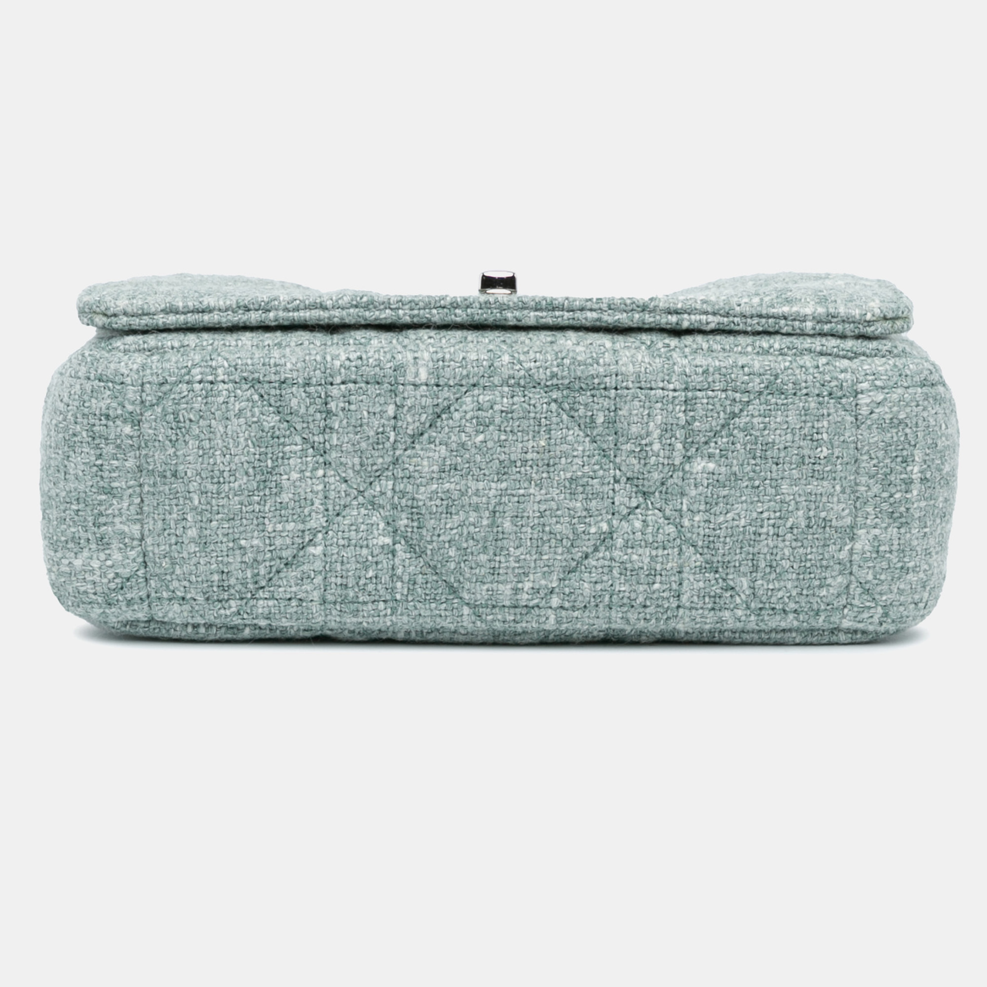 Dior Green Small Tweed Macrocannage Caro Bag 