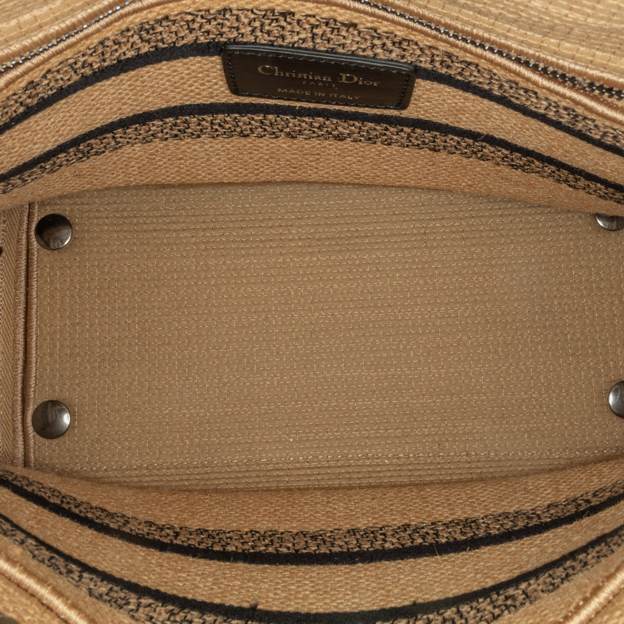 Dior Brown Medium Canvas Jute Embroidered Lady D Lite 