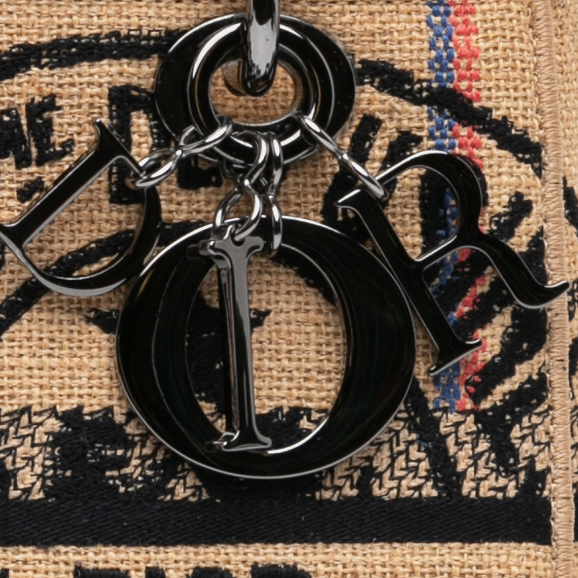 Dior Brown Medium Canvas Jute Embroidered Lady D Lite 