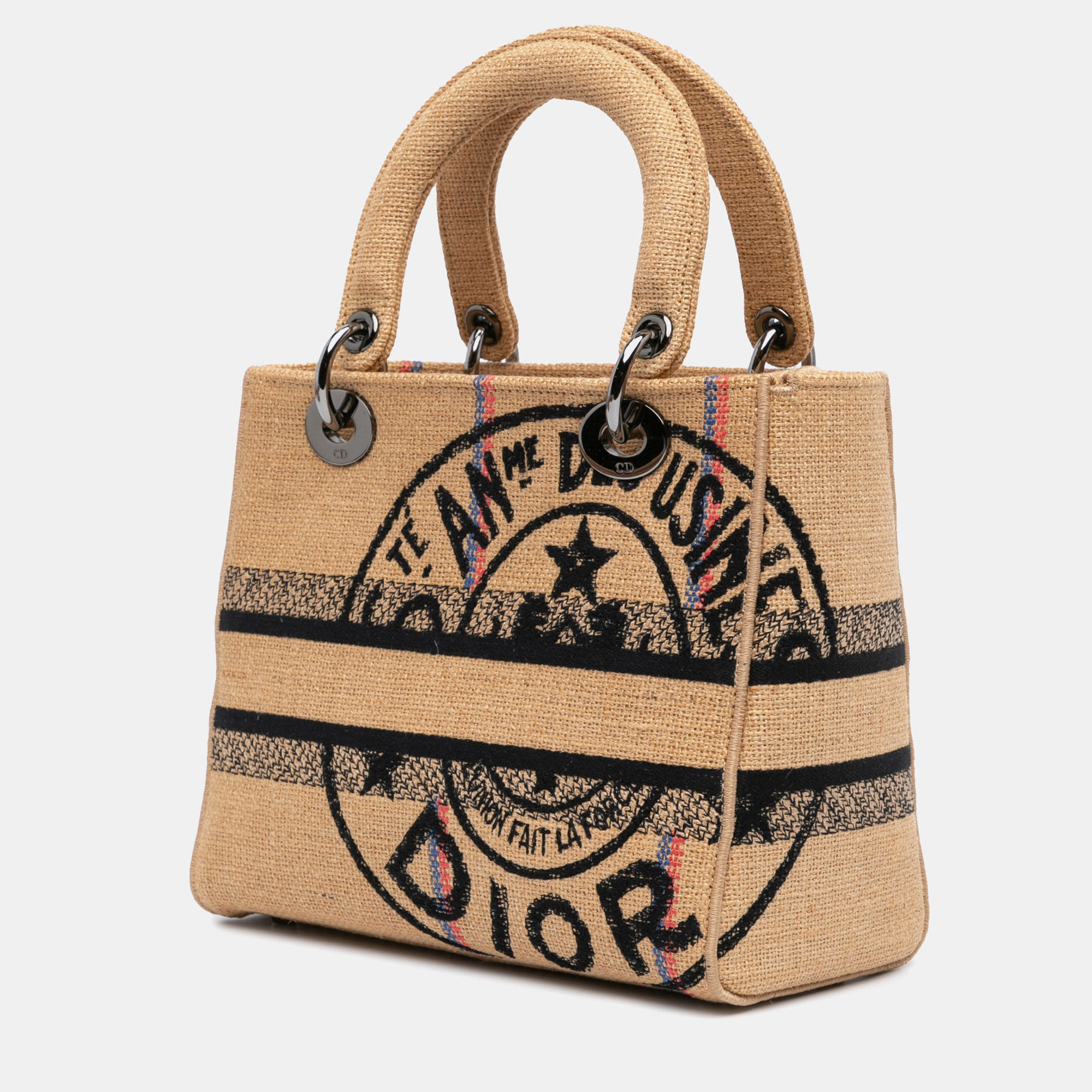 Dior Brown Medium Canvas Jute Embroidered Lady D Lite 