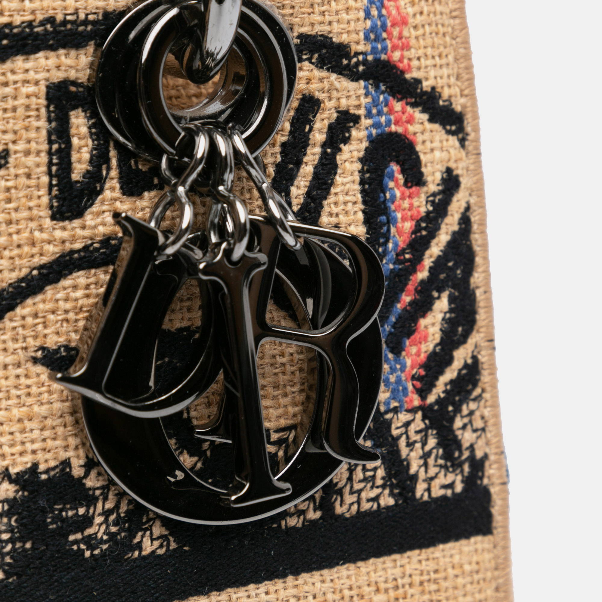Dior Brown Medium Canvas Jute Embroidered Lady D Lite 