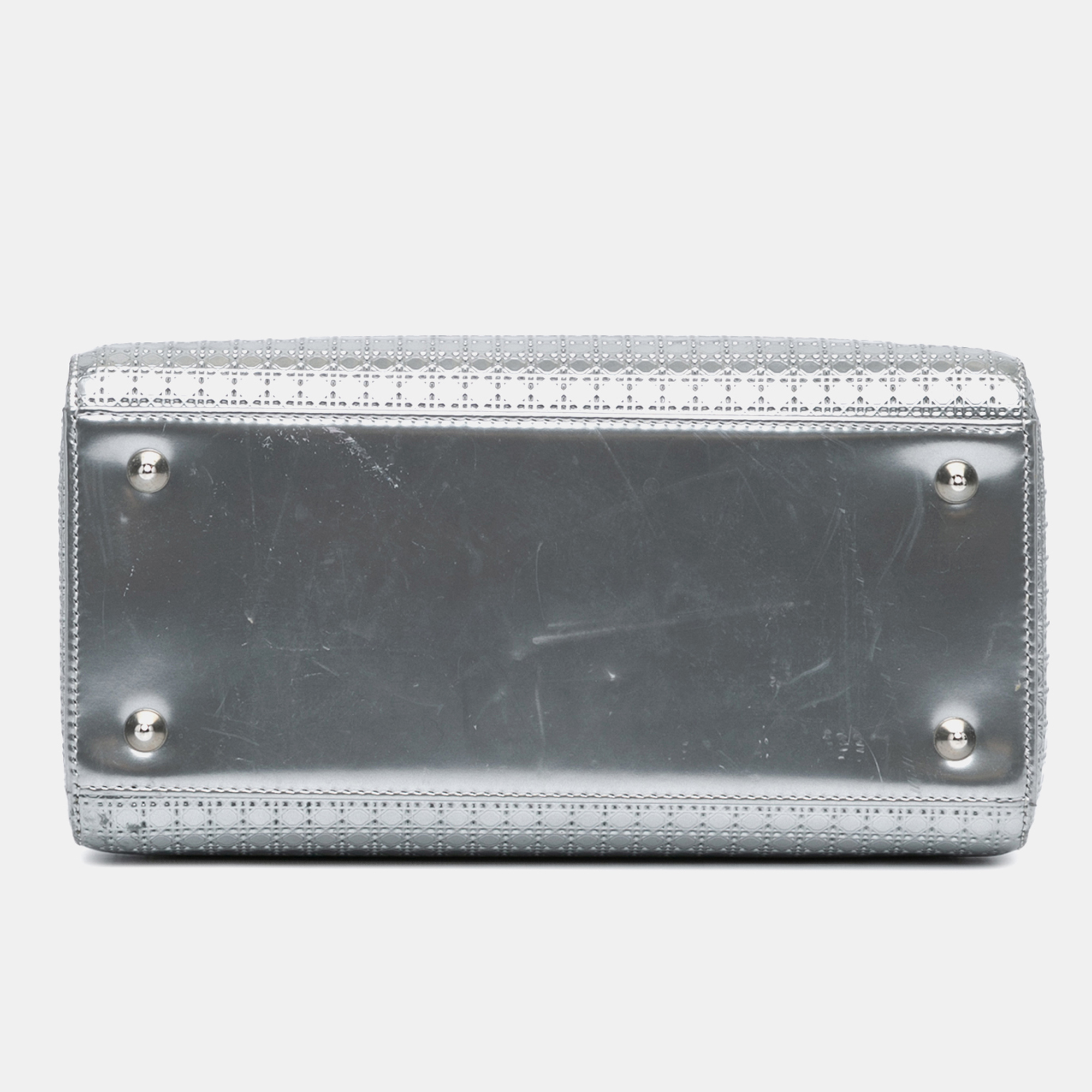 Dior Silver Medium Patent Microcannage Lady Dior Bag 