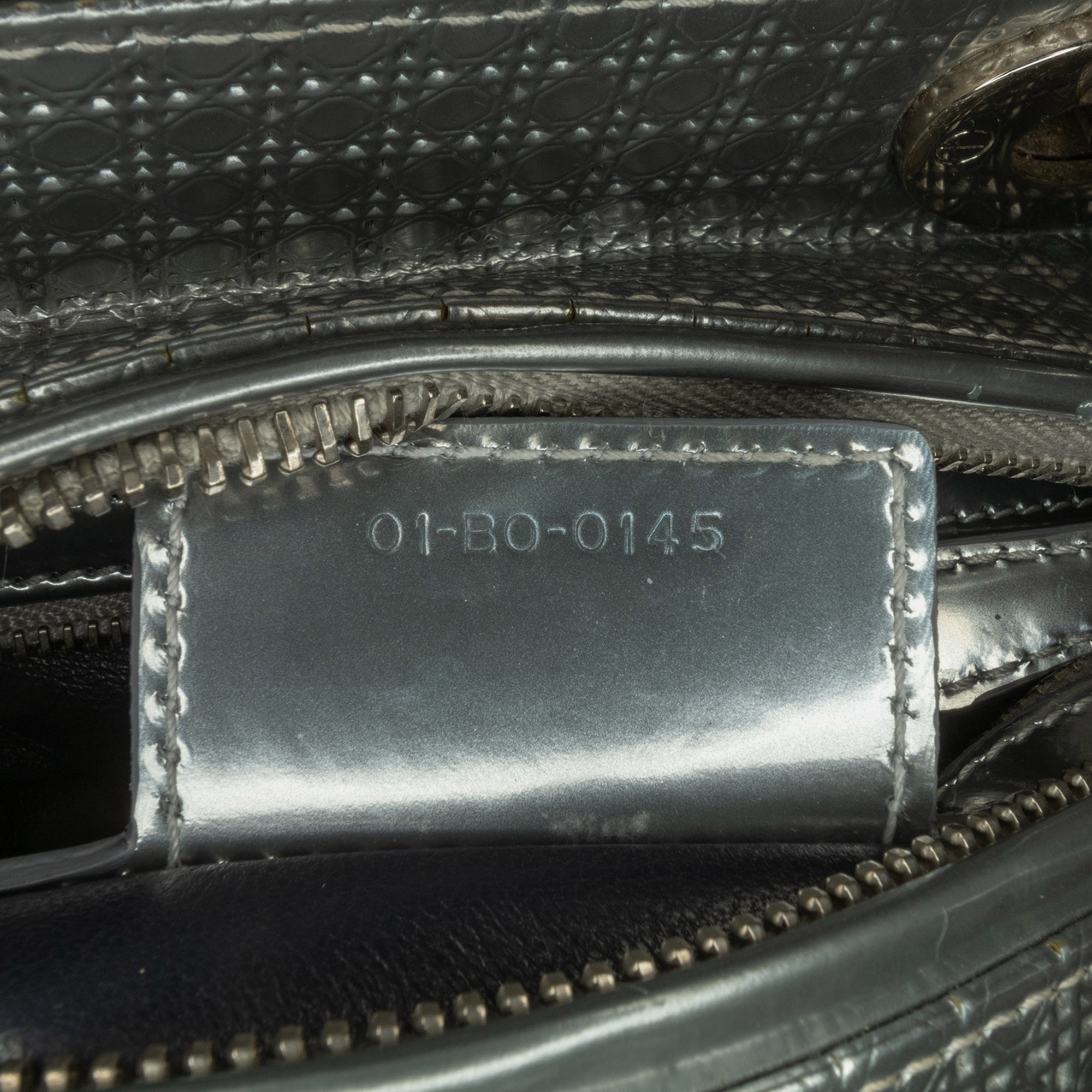 Dior Silver Medium Patent Microcannage Lady Dior Bag 