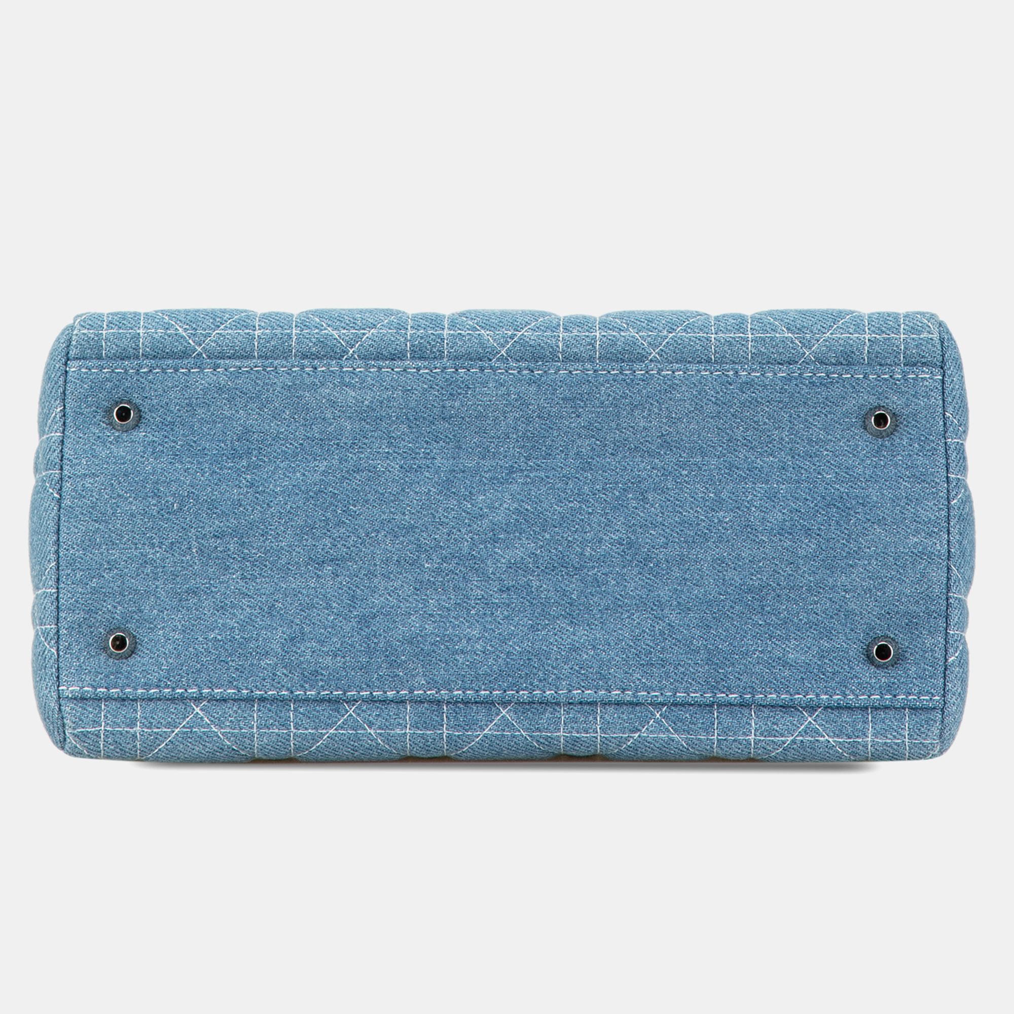 Dior Blue Medium Denim Cannage Lady Dior 