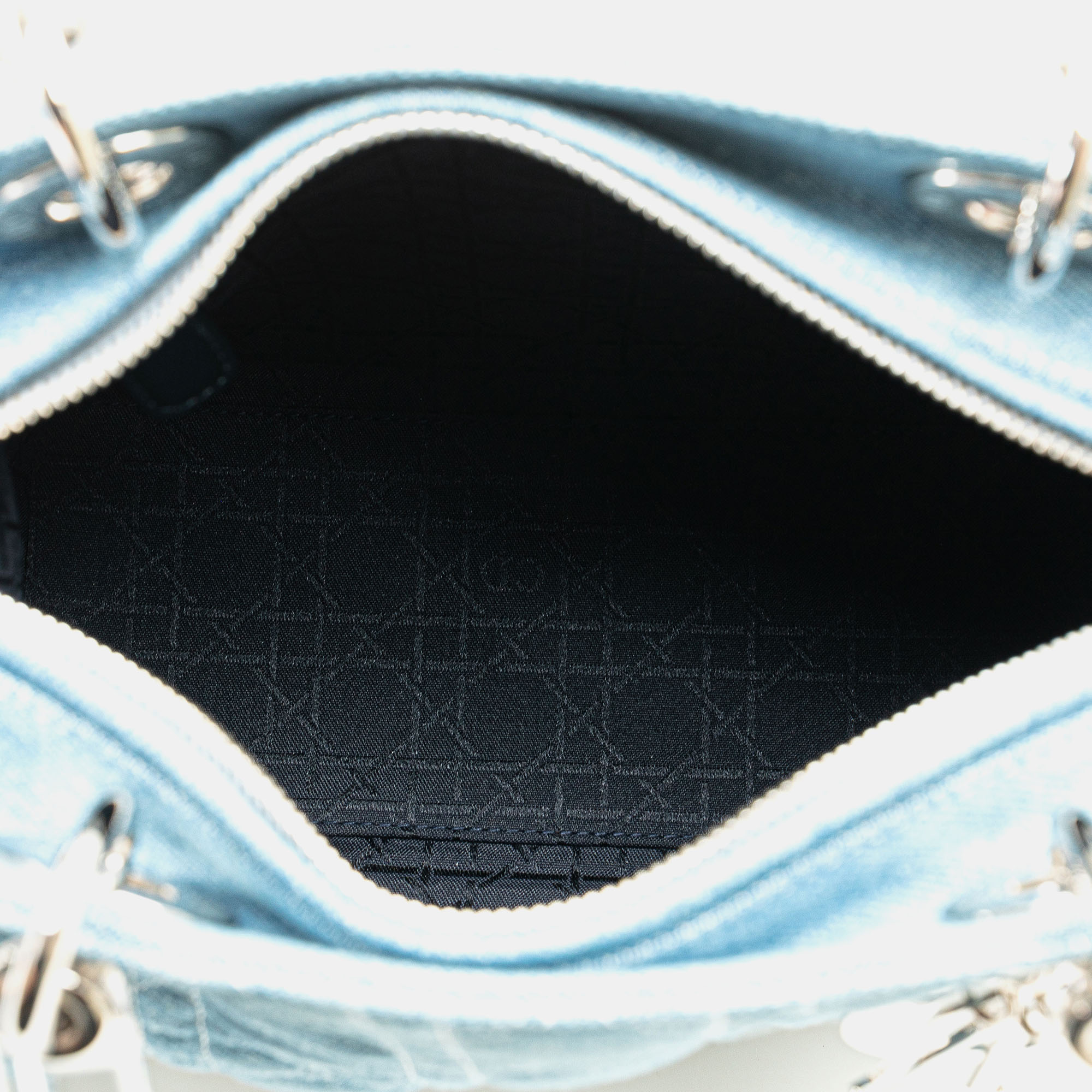 Dior Blue Medium Denim Cannage Lady Dior 