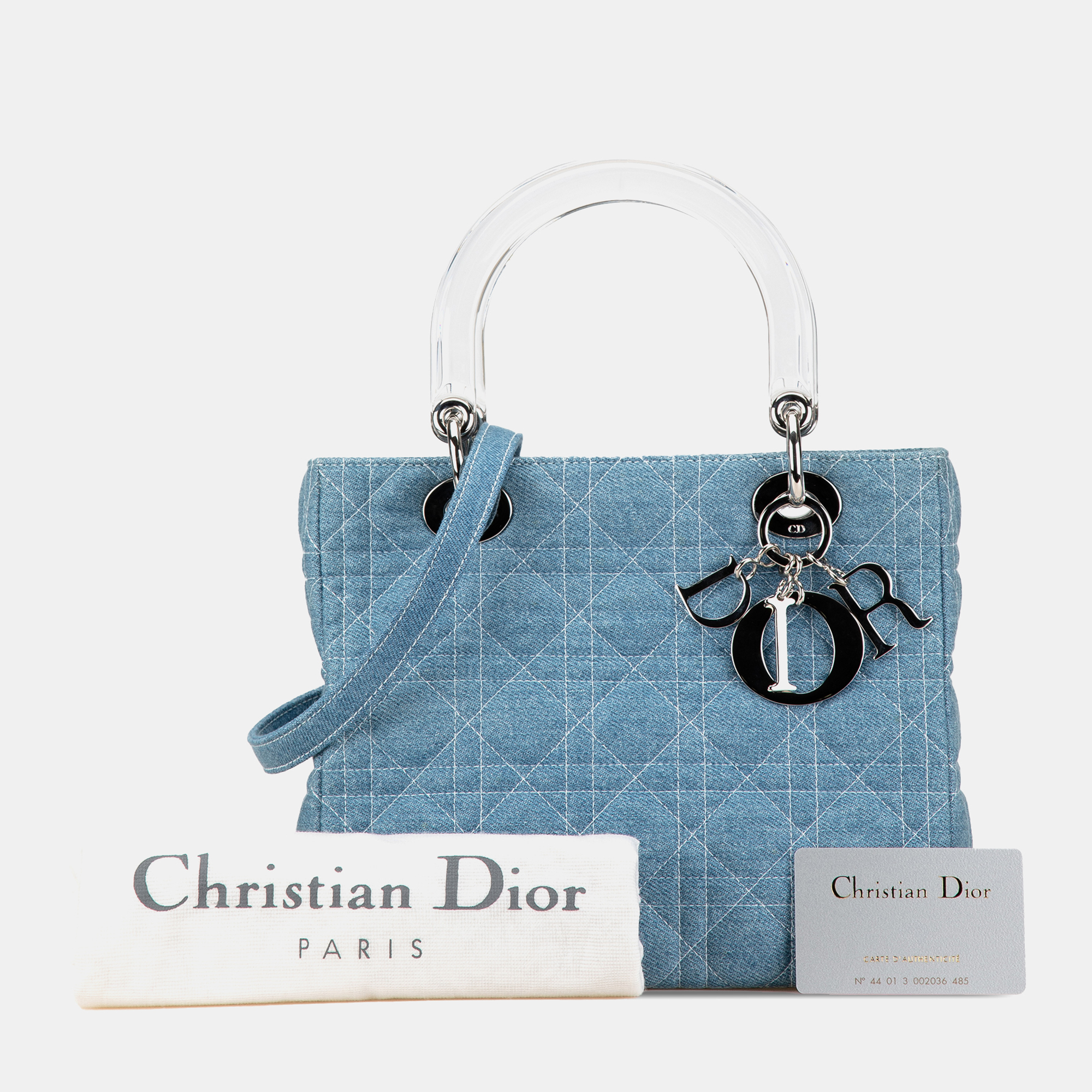 Dior Blue Medium Denim Cannage Lady Dior 