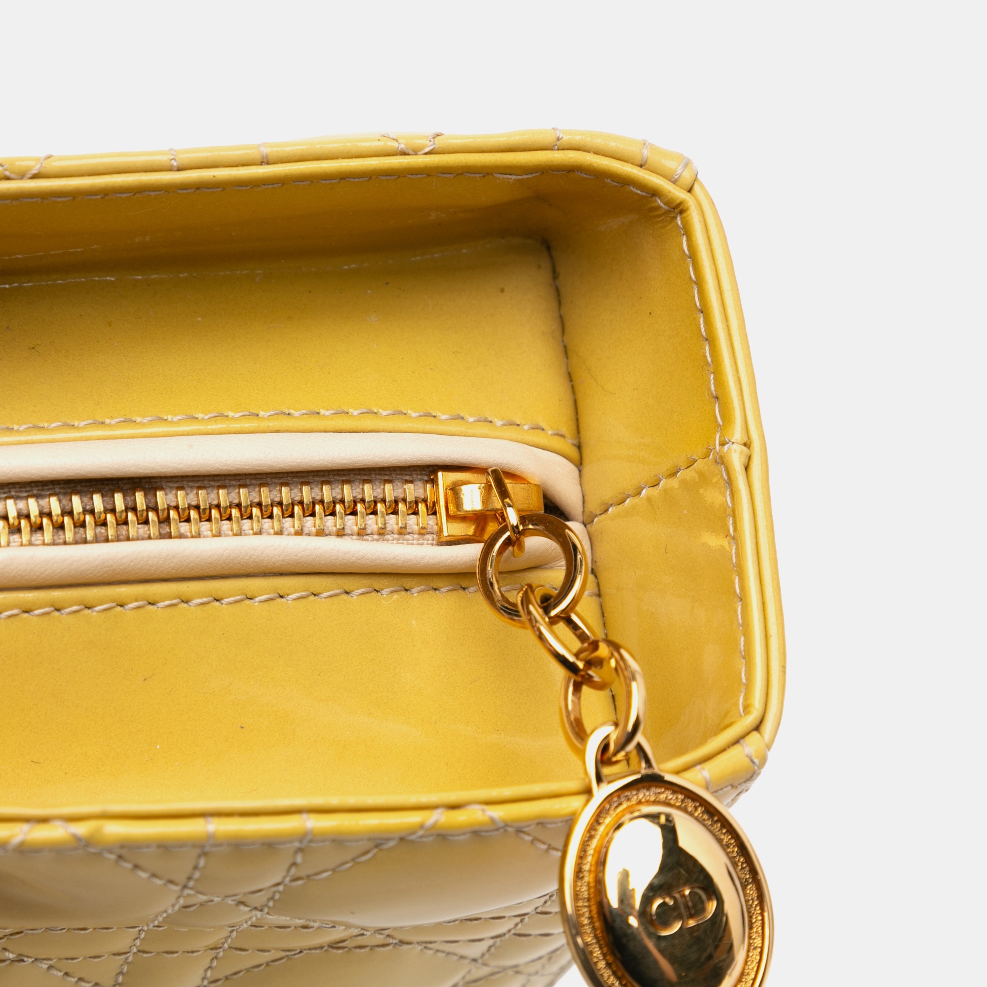 Dior Yellow Large Patent Cannage Lady Dior 