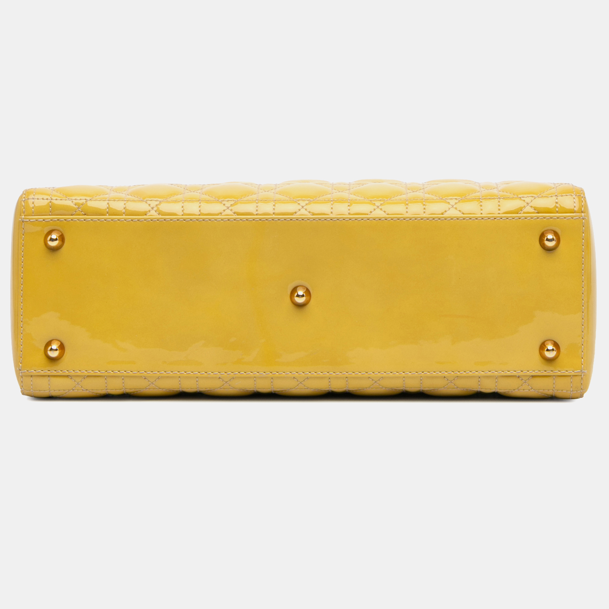 Dior Yellow Large Patent Cannage Lady Dior 