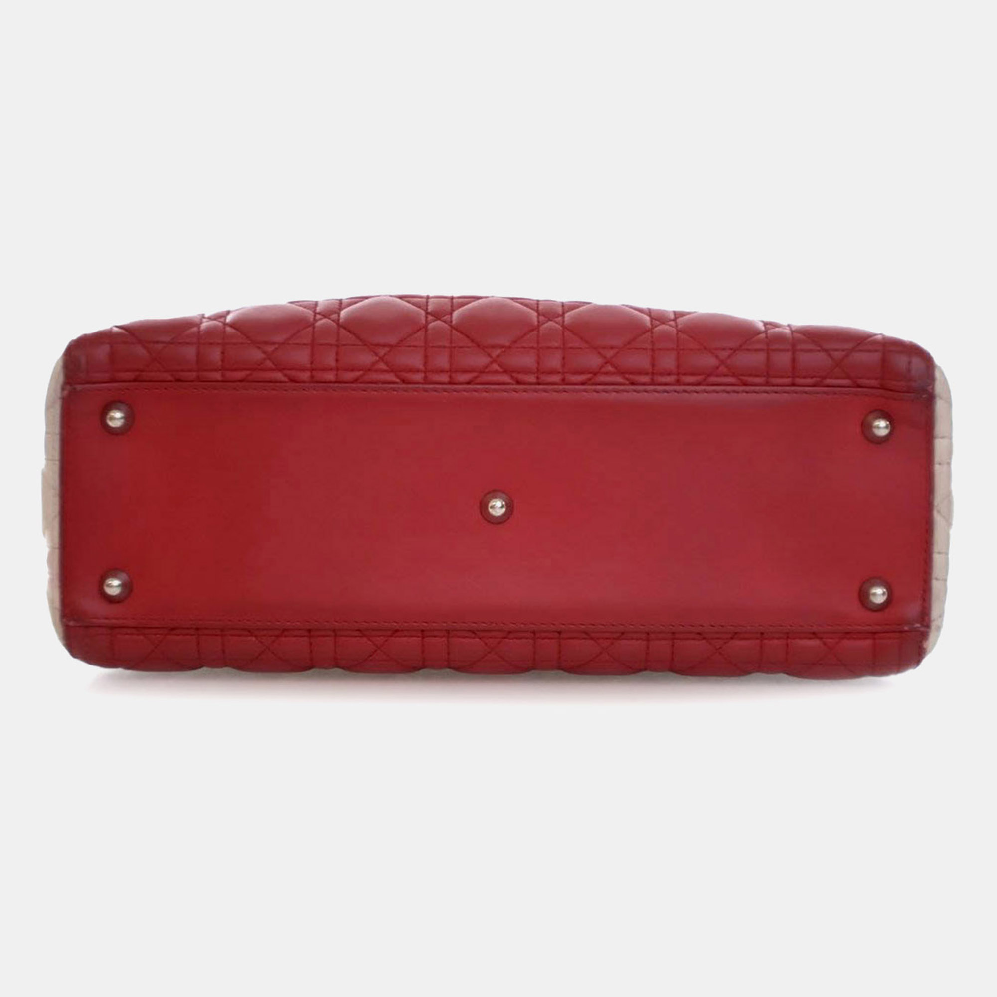 Dior Red Large Bicolor Lambskin Cannage Lady Dior 